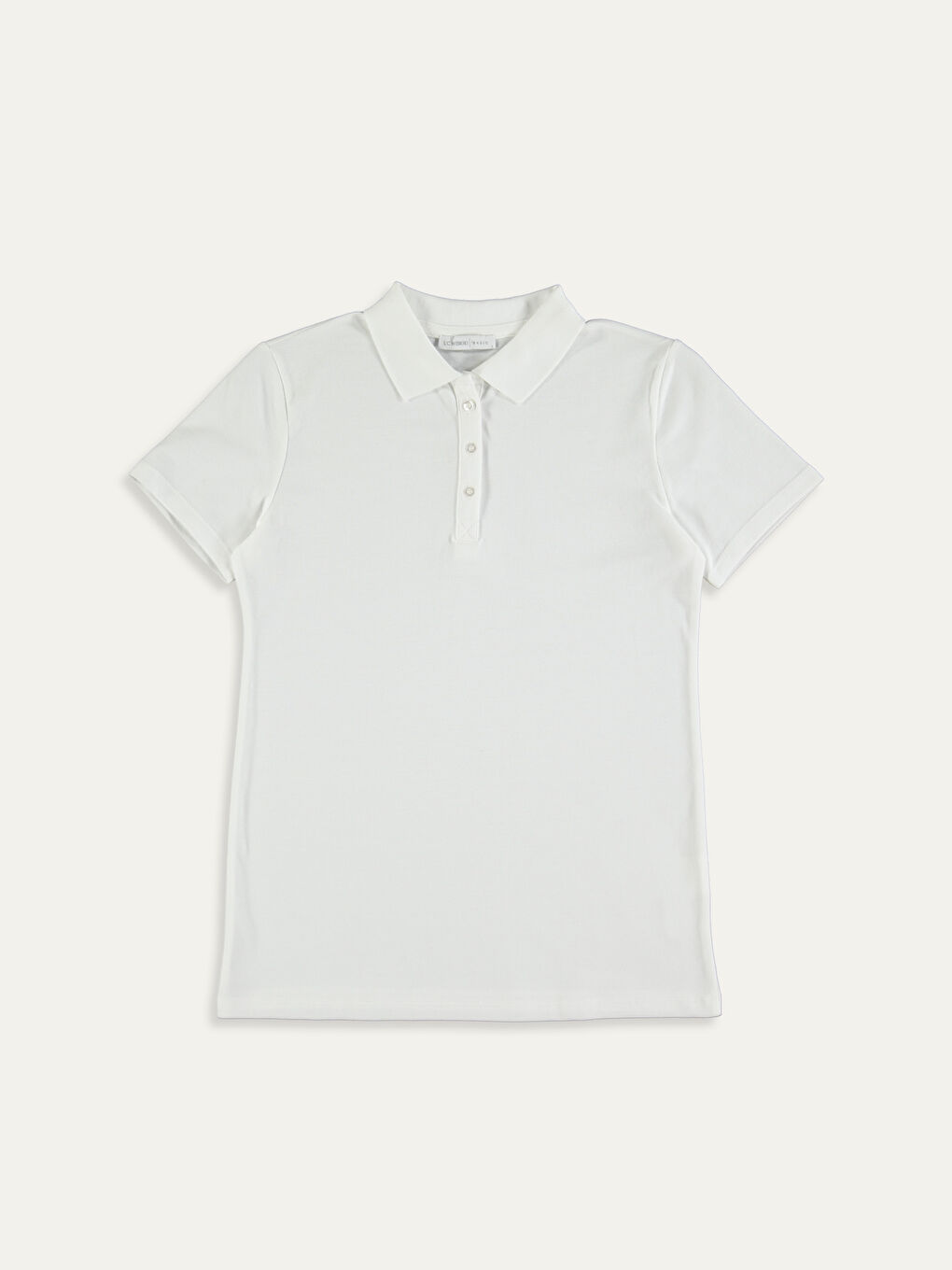 Beyaz Polo Yaka Pamuklu Kısa Kollu Kadın Tişört