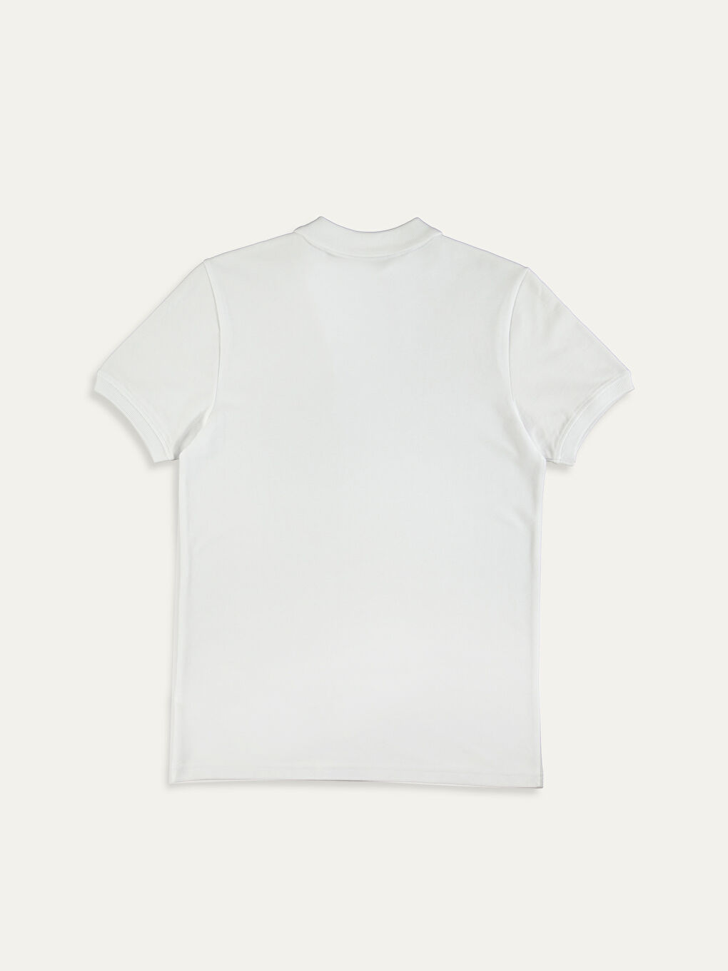 Beyaz Polo Yaka Pamuklu Kısa Kollu Kadın Tişört-1