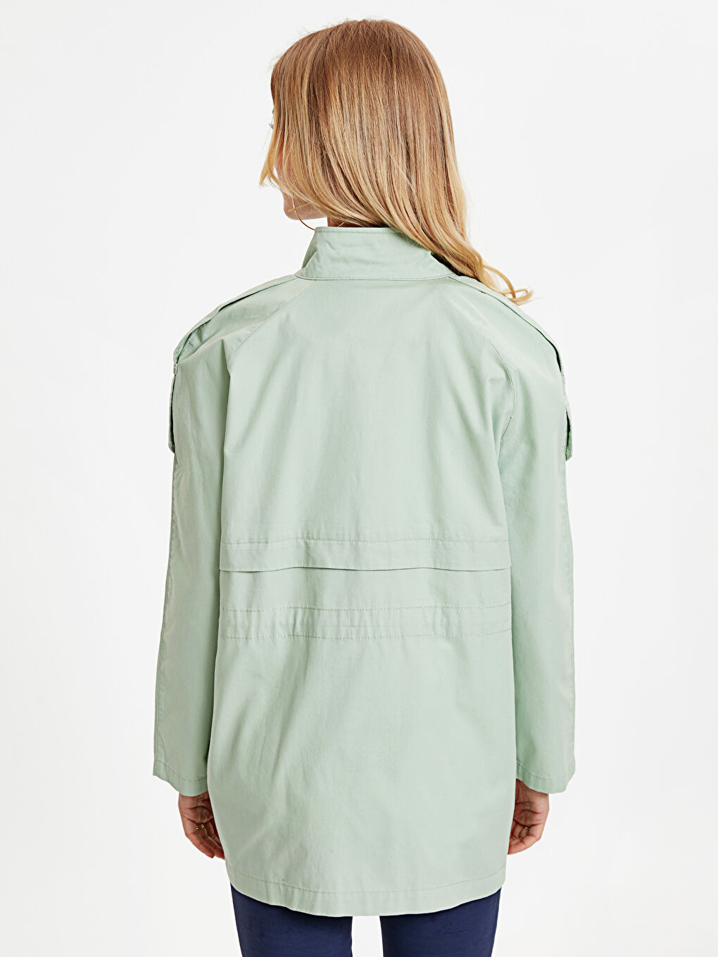 Woman GREEN Faux Leather Coat-1