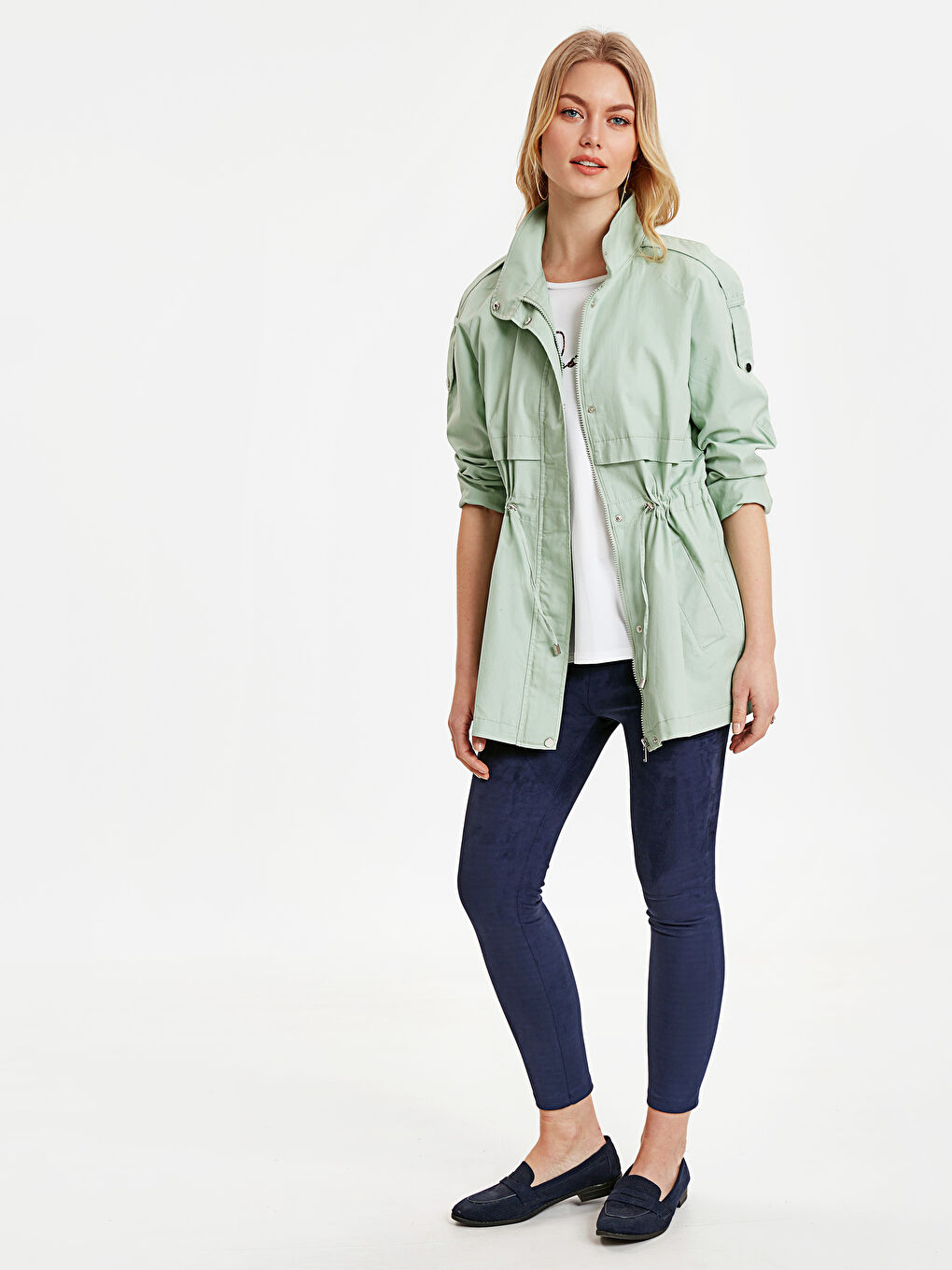 Woman GREEN Faux Leather Coat-2