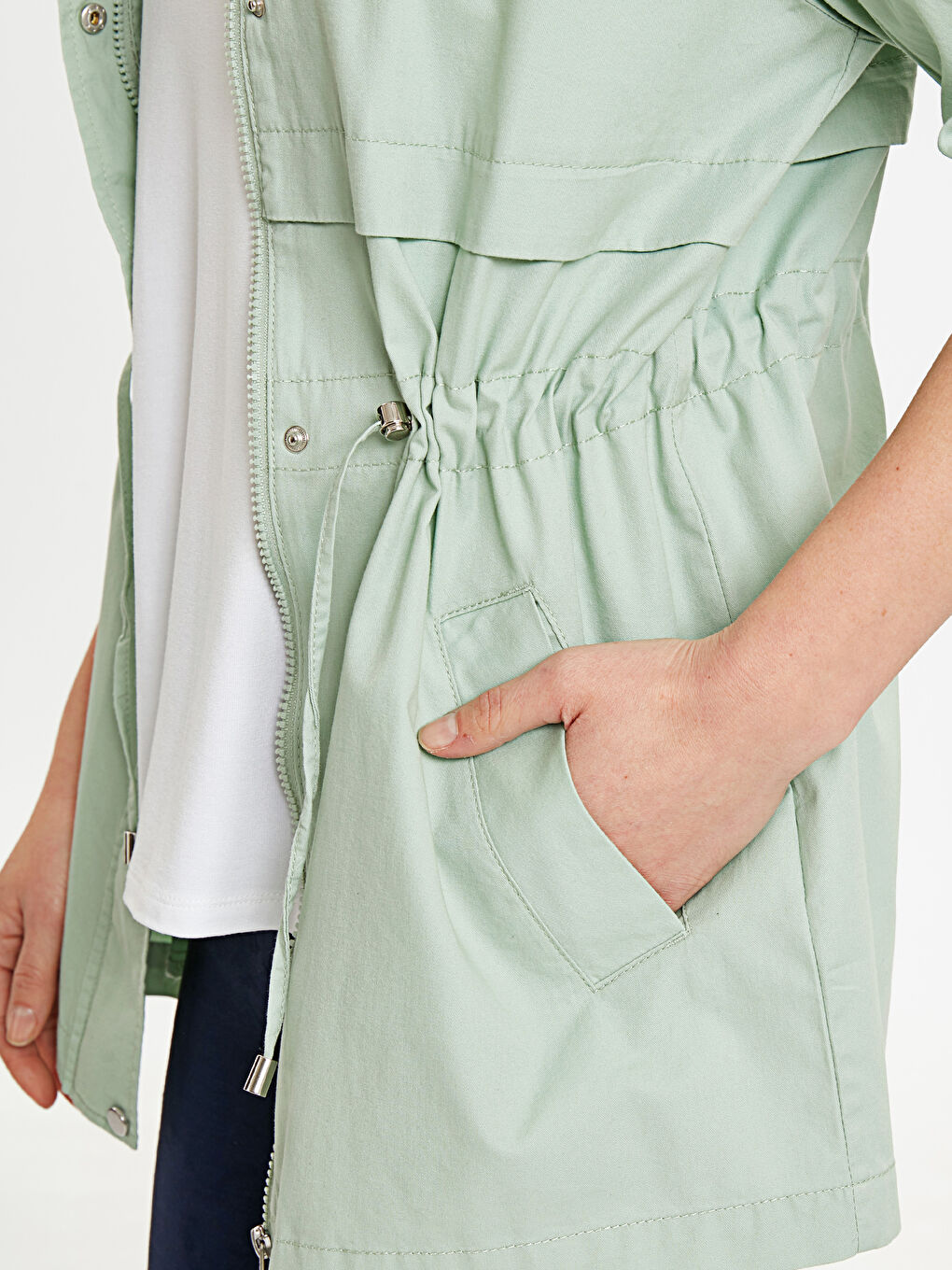 Woman GREEN Faux Leather Coat-3