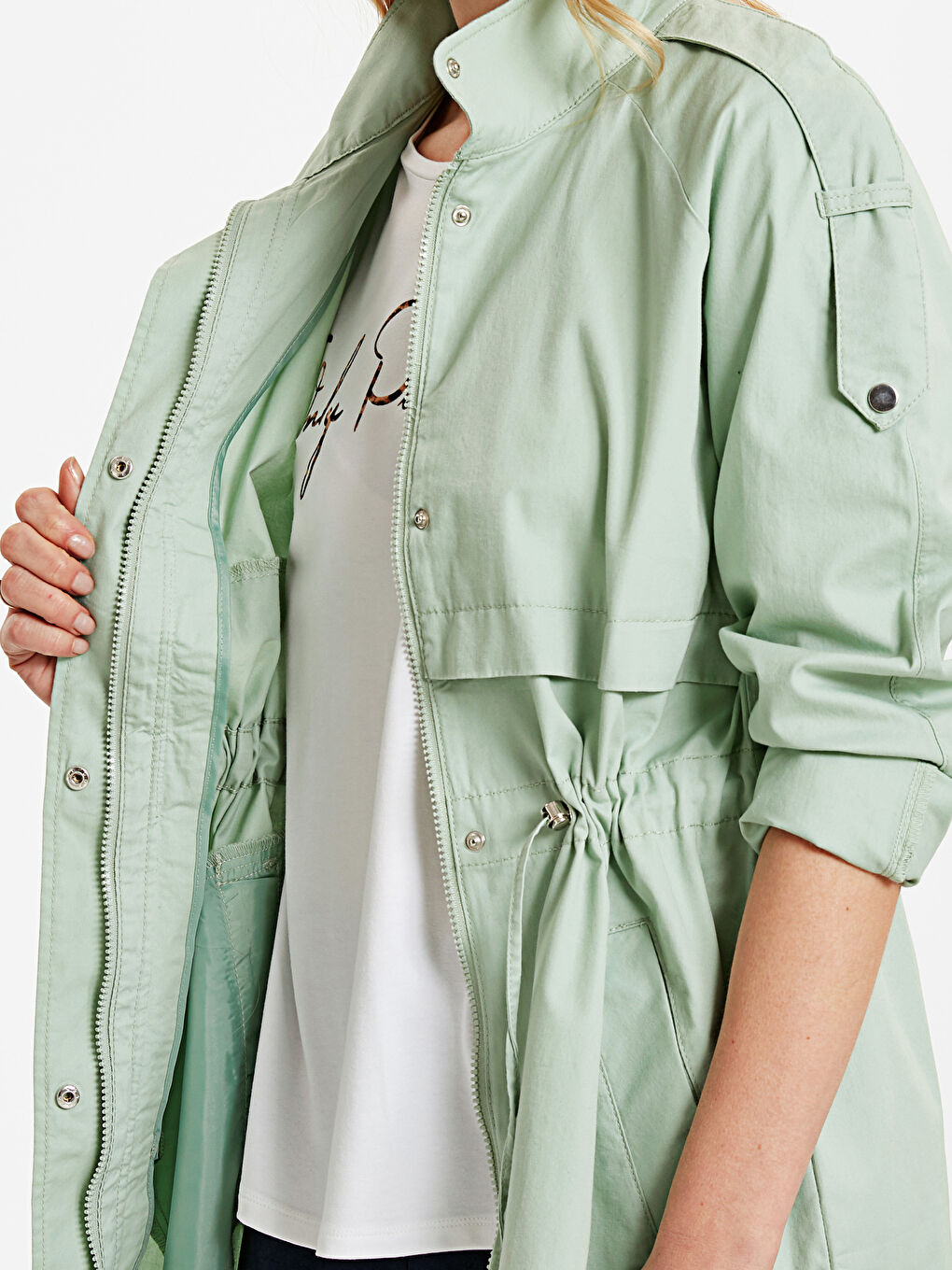 Woman GREEN Faux Leather Coat-4