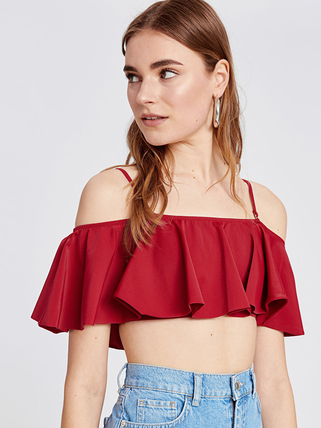 Women's Strap Frilly Bikini Top-1