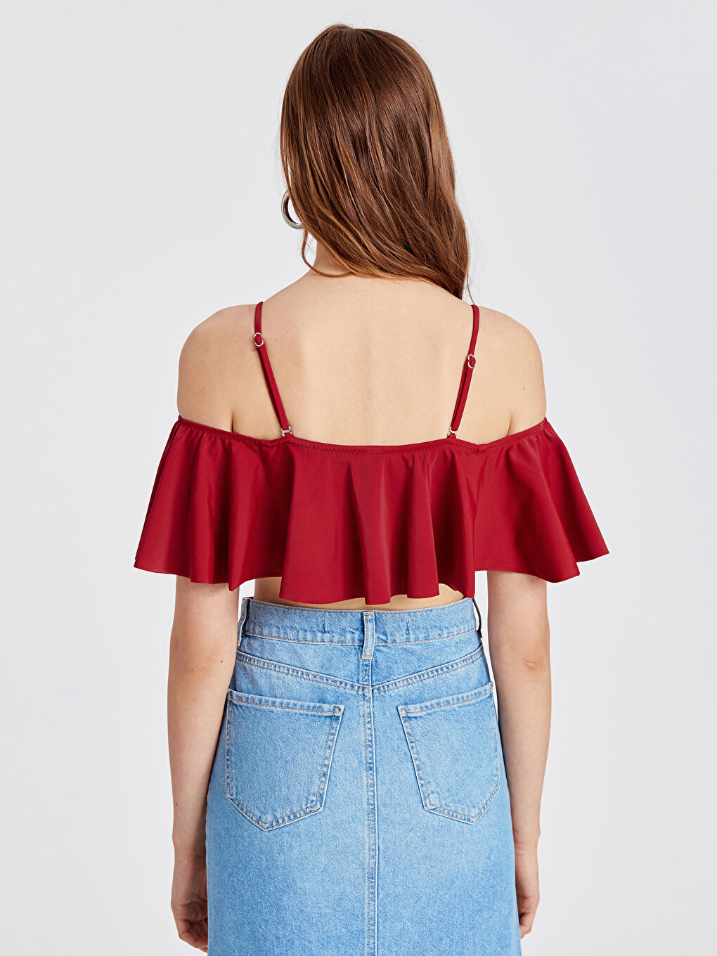 Women's Strap Frilly Bikini Top-2