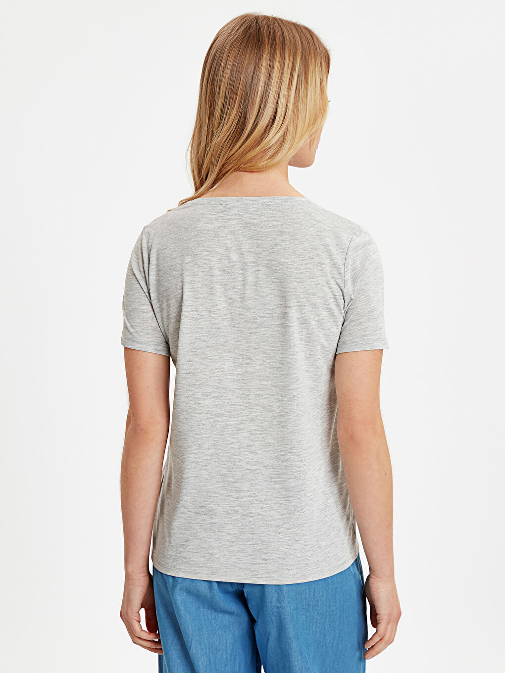 Gri Melanj Tişört-1