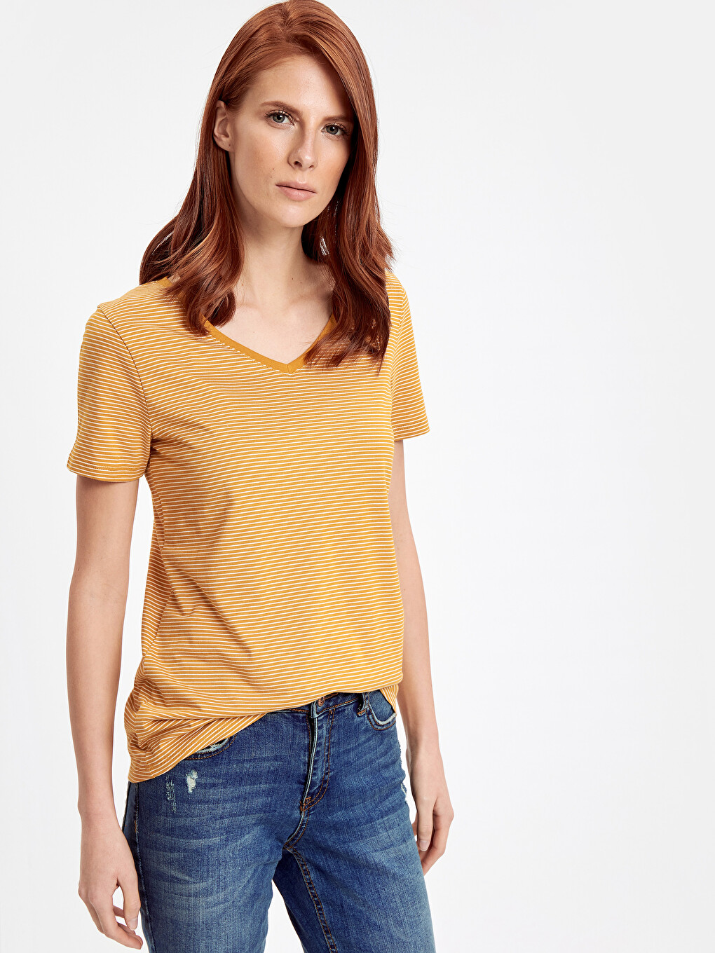 Woman Yellow T-shirt