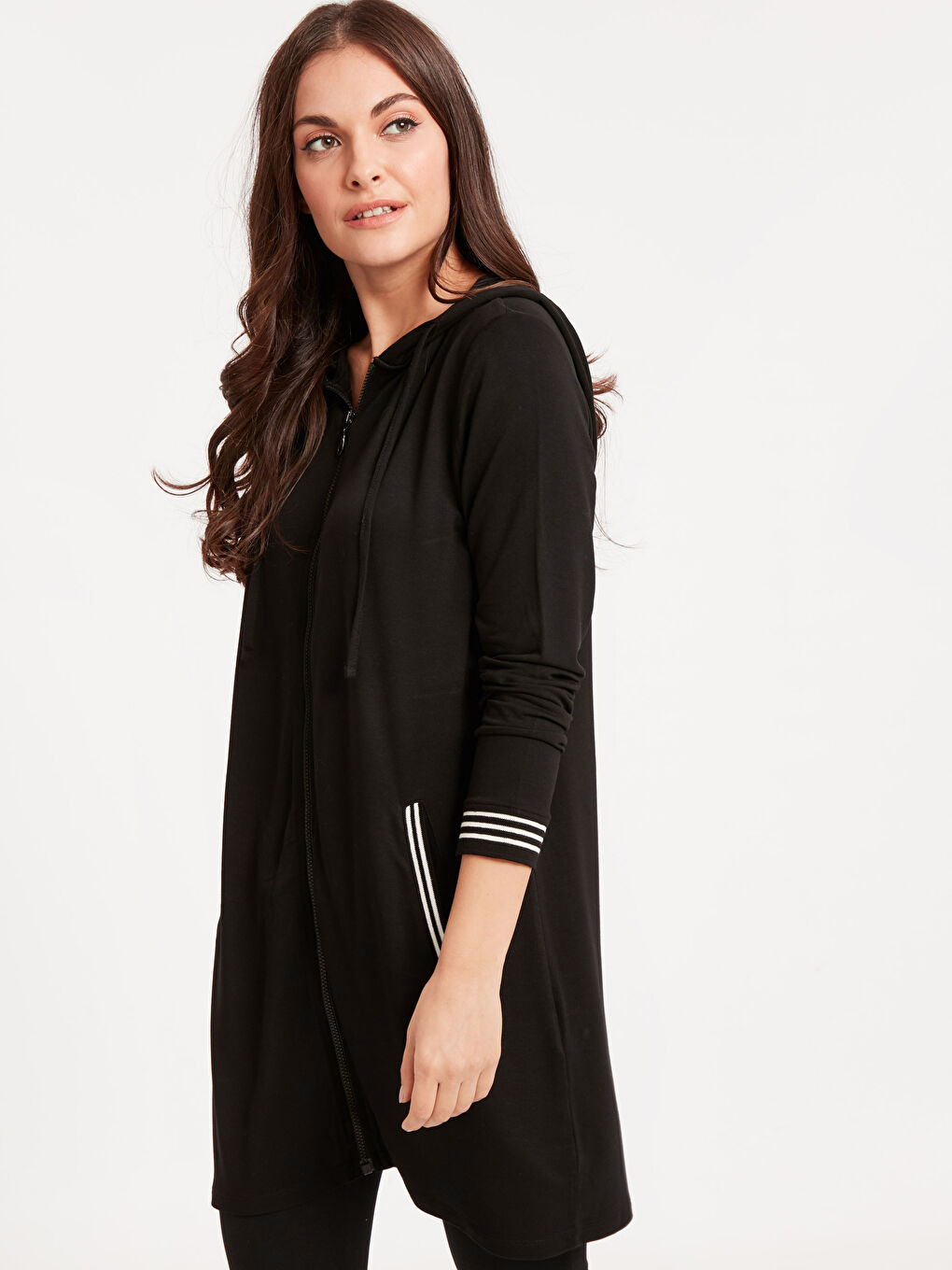 Woman BLACK Zip-Up Sweatshirt