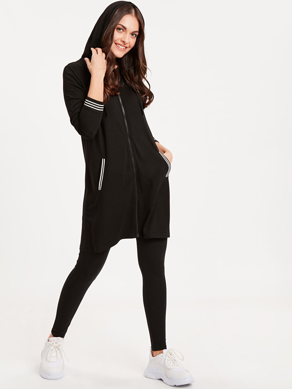 Woman BLACK Zip-Up Sweatshirt-2