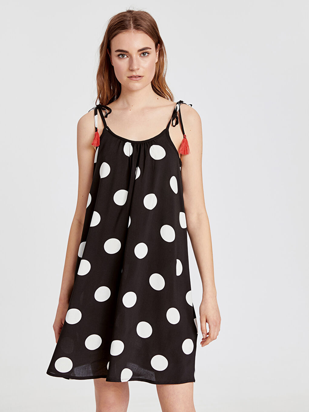 Siyah Baskılı Plaj Elbisesi-1