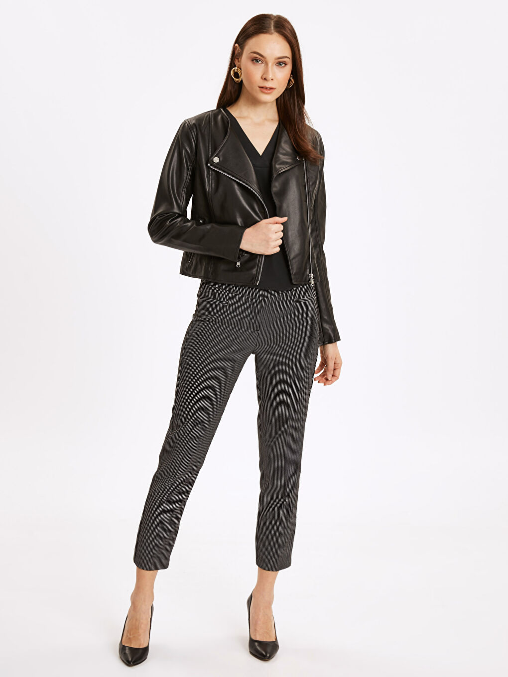 Yeni Siyah Deri Görünümlü Mont-3