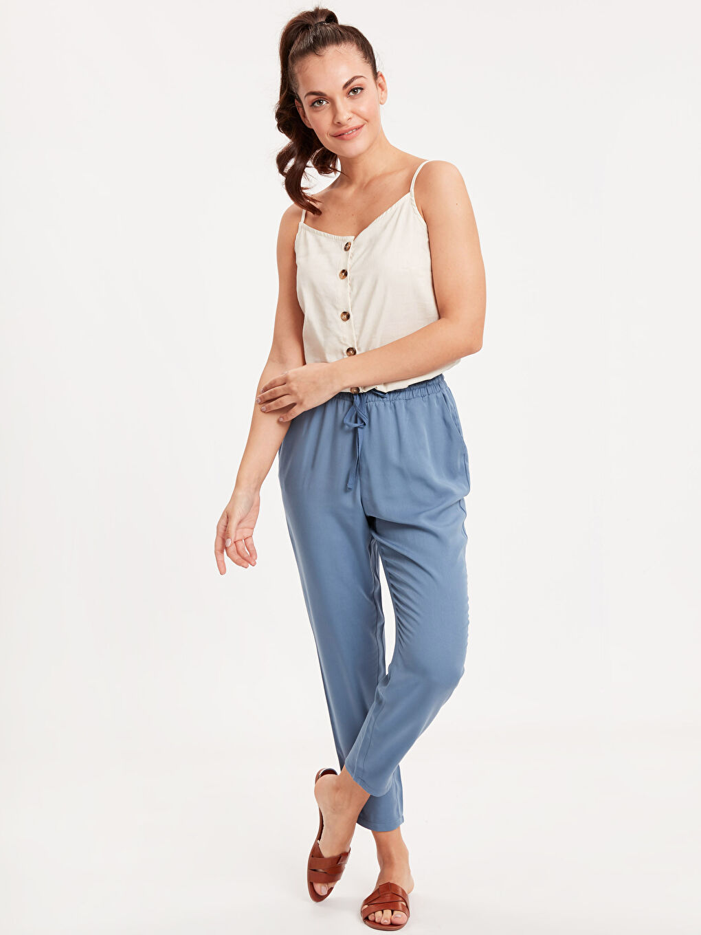 LCWAIKIKI Basic Woman BLUE Trousers -9S5700Z8-MT2