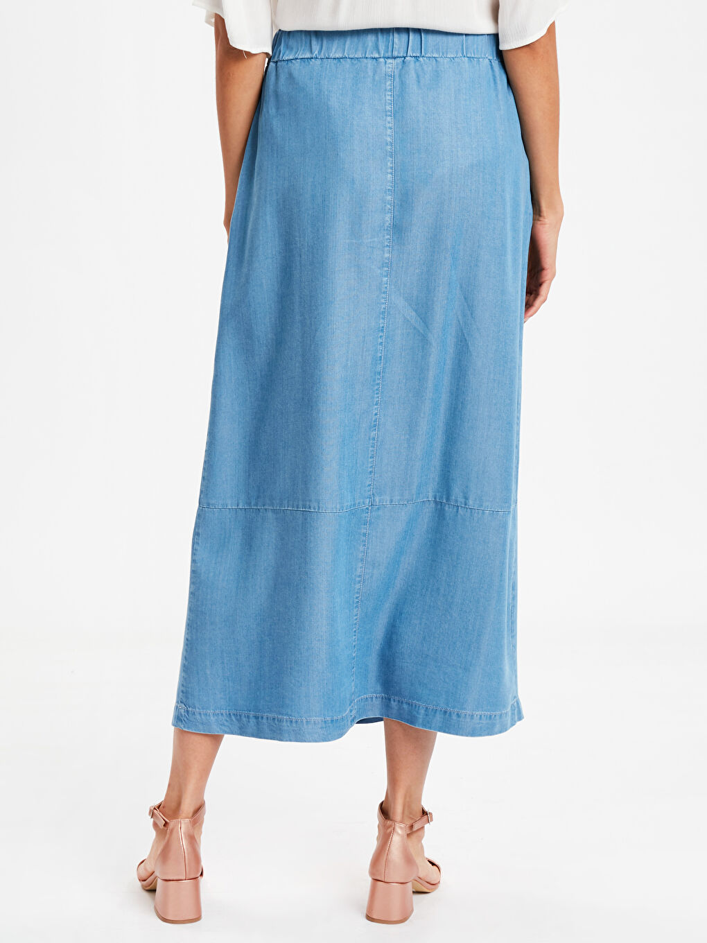 Bej Standart Fit Kadın Jean Etek-2