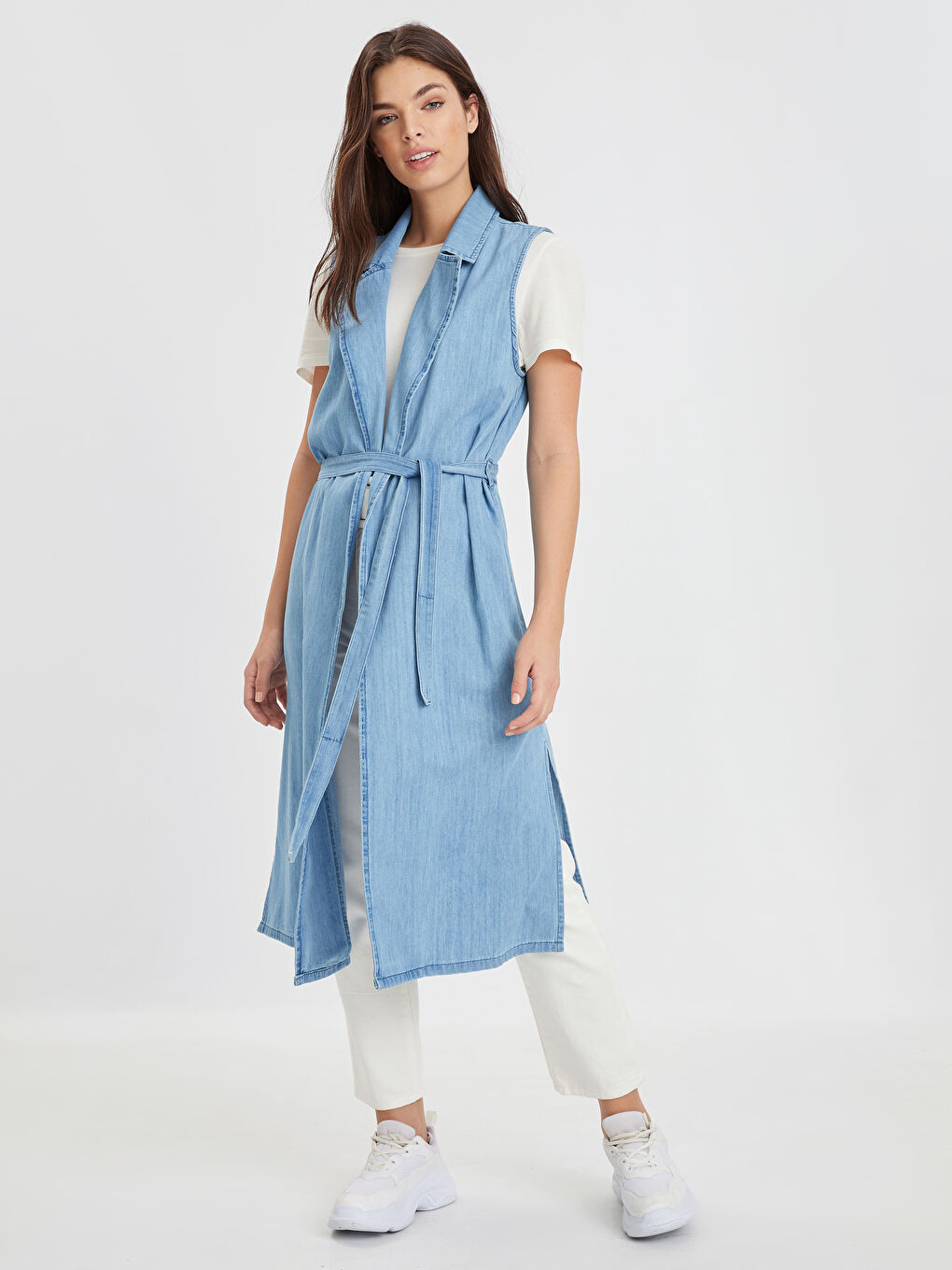 Bej Standart Fit Kadın Jean Tunik-1