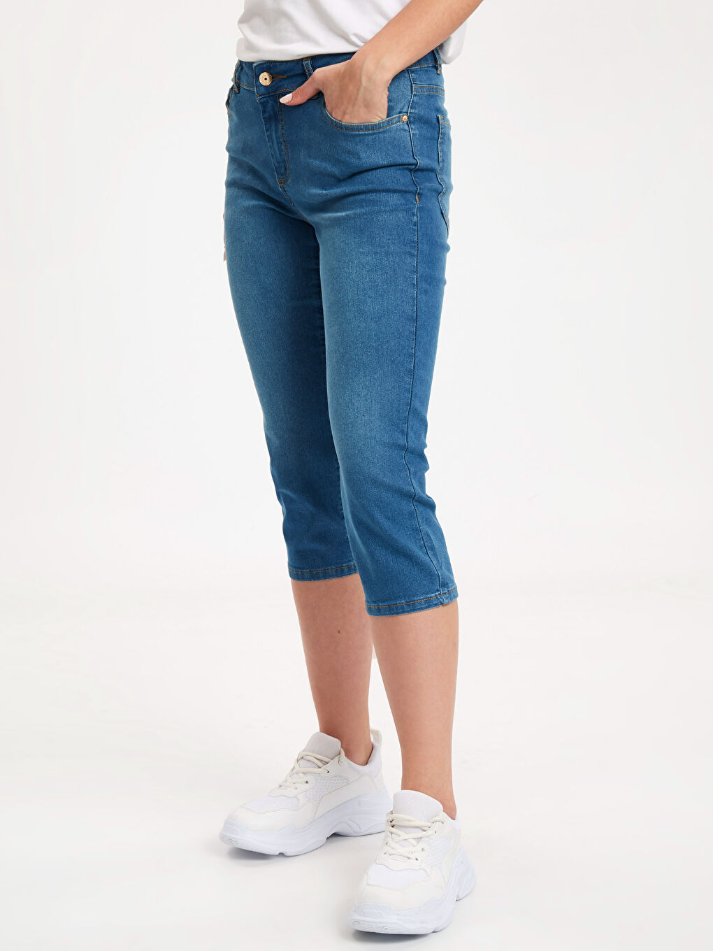 Тар пішім әйелдерге арналған деним капри-1