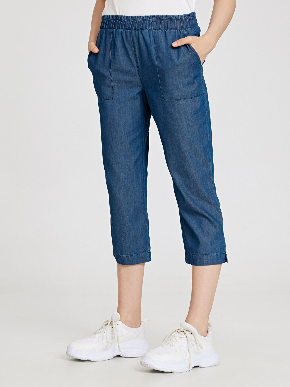 Брюки-капри из денима слим-фит для женщин-2