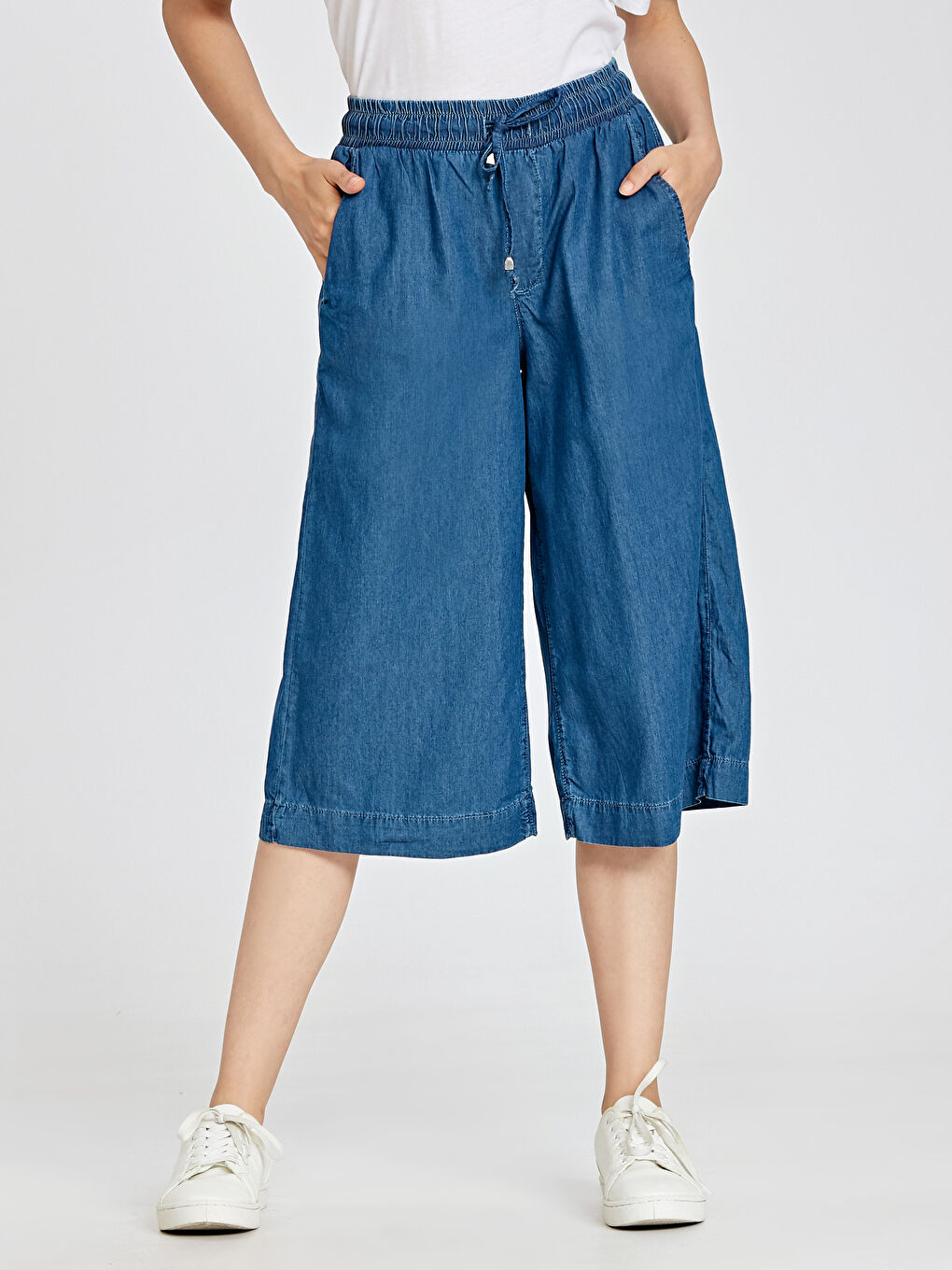 Mavi Beli Lastikli Jean Kapri-2