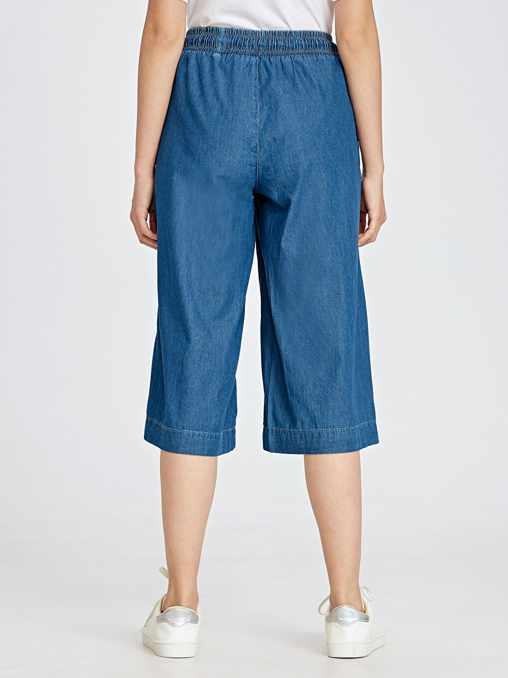 Mavi Beli Lastikli Jean Kapri-3