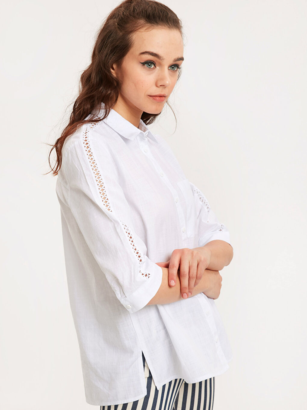 Shirt Collar Standard Fit Long Sleeve Women's Shirt