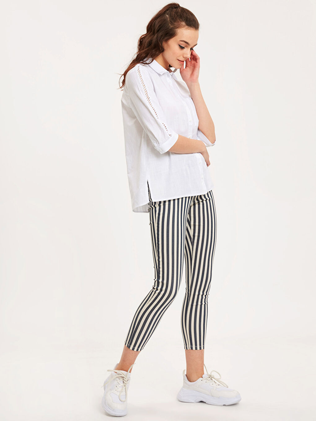 Shirt Collar Standard Fit Long Sleeve Women's Shirt-2