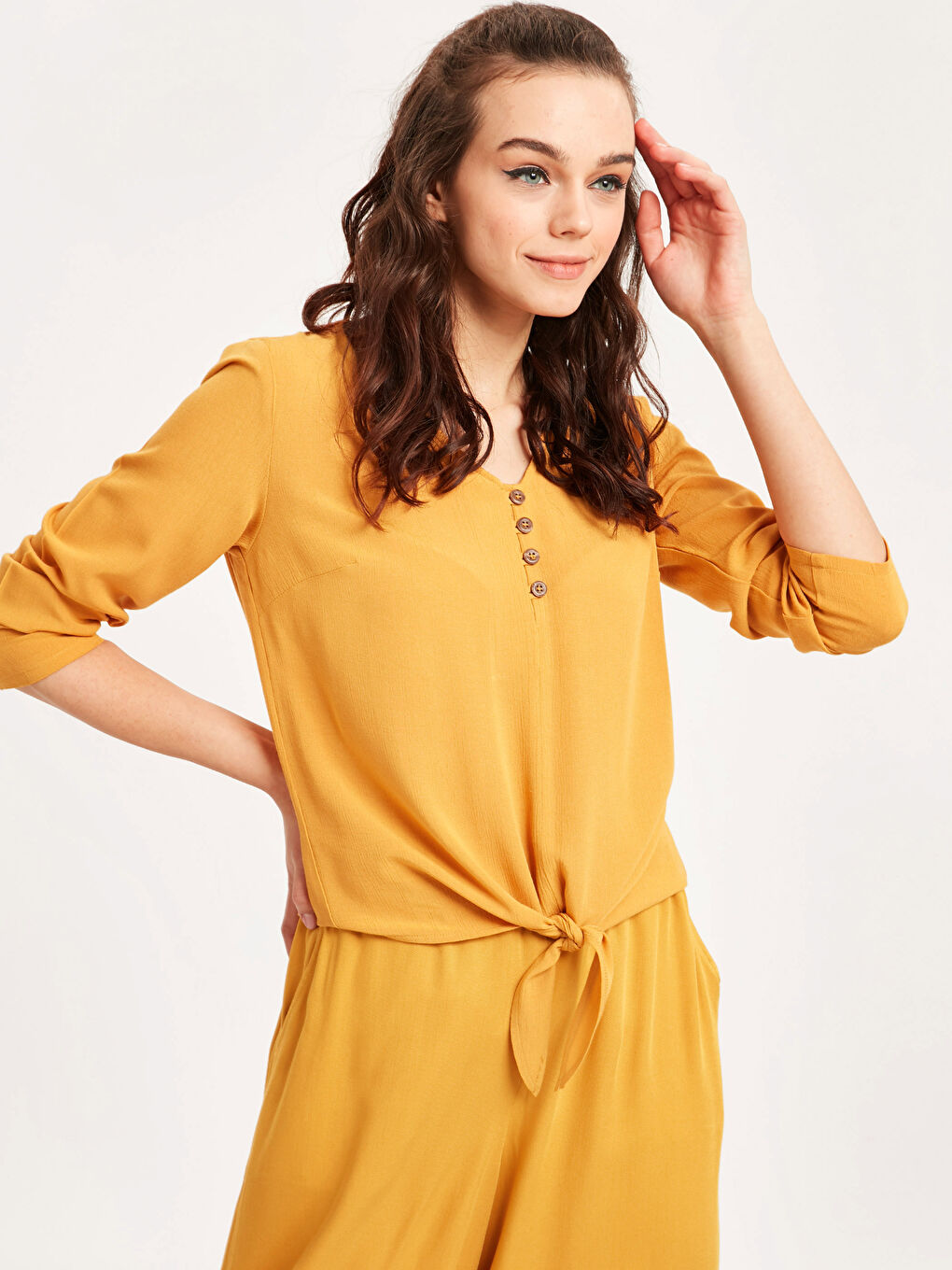 V Neck Long Sleeve Women's Blouse