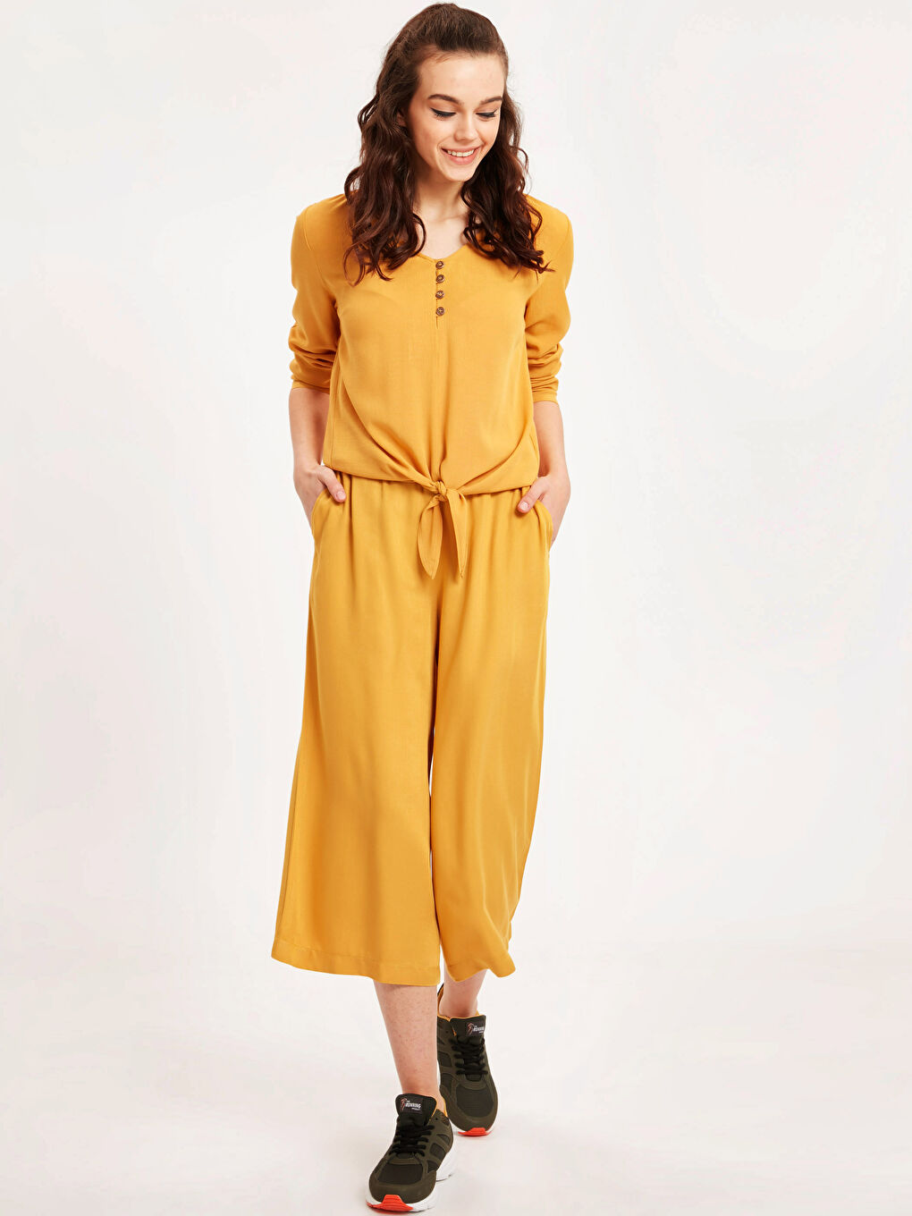 V Neck Long Sleeve Women's Blouse-2