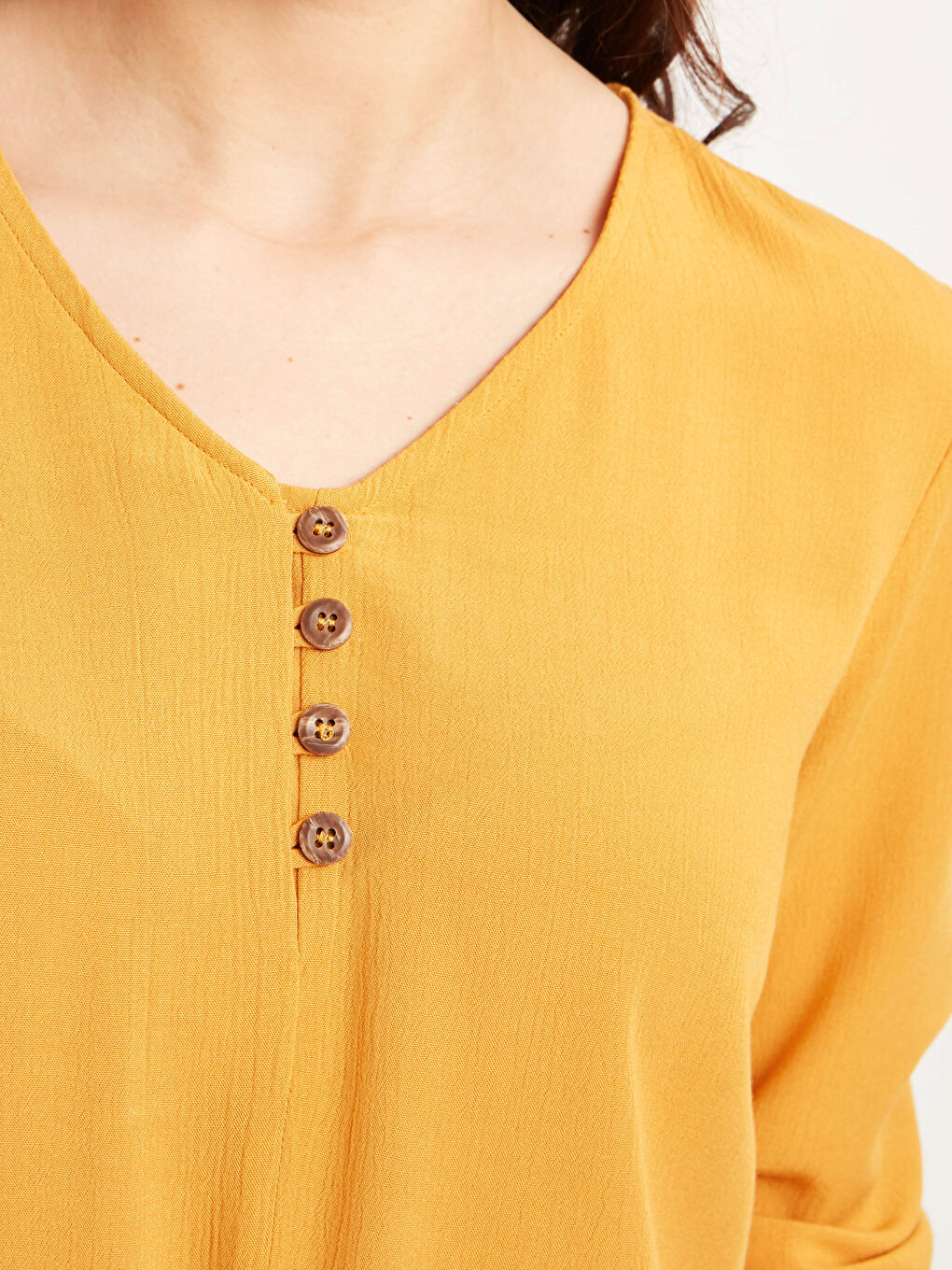 V Neck Long Sleeve Women's Blouse-3