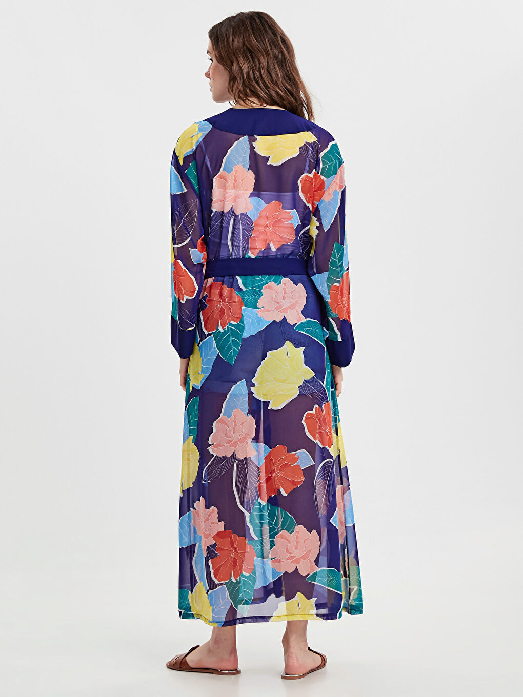 Lacivert Poplin Kadın Elbise-1