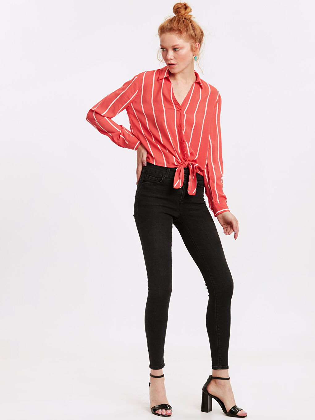 Shirt Collar Standard Fit Long Sleeve Women's Shirt-2
