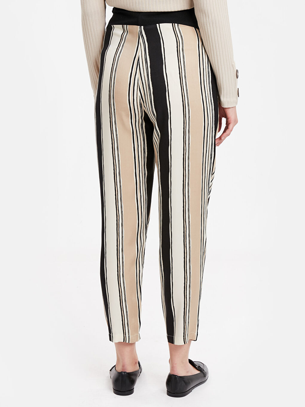 Bej Taş Çizgili Pantolon-2