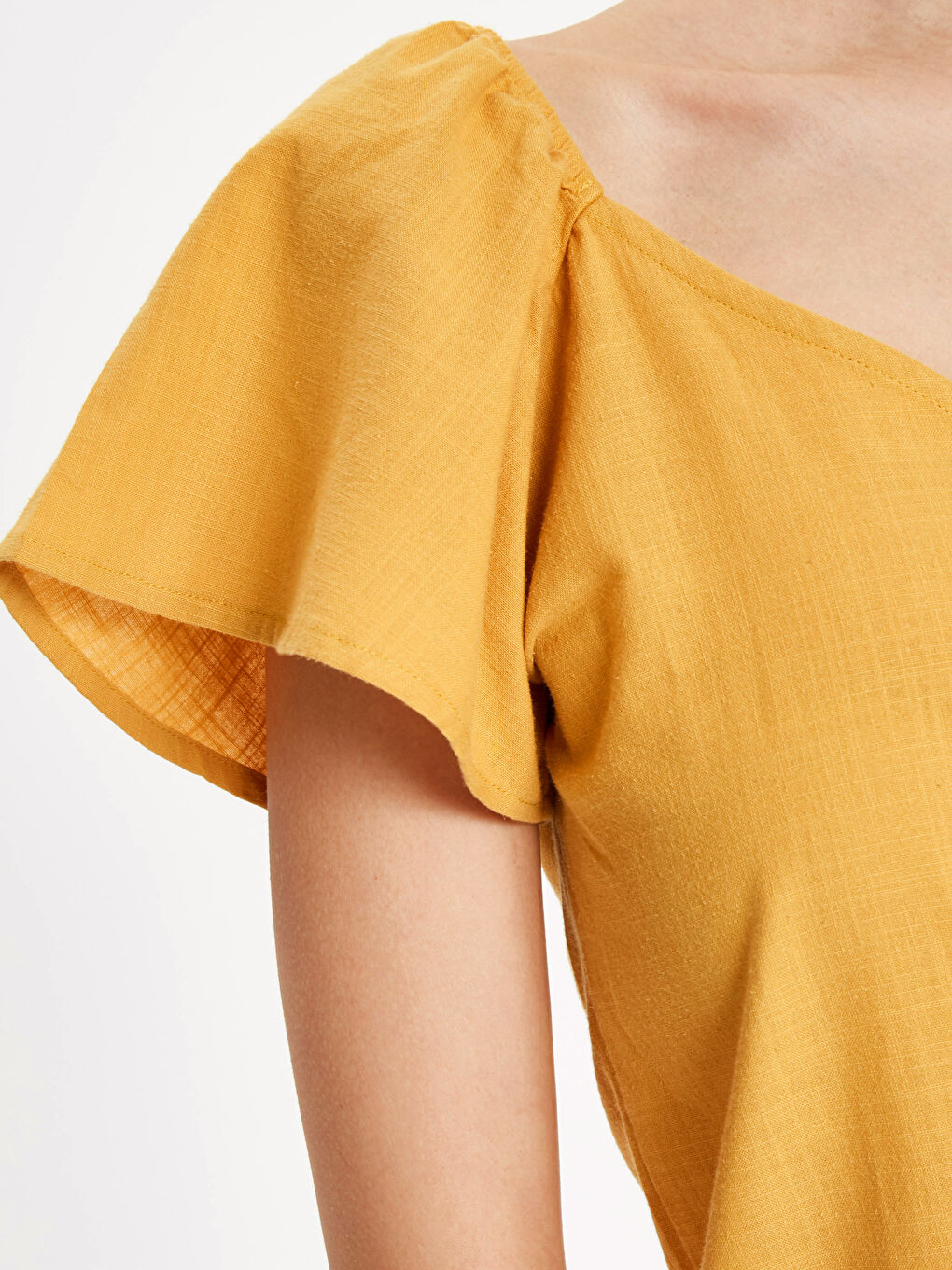 Блузка з V-подібним вирізом, звичайним кроєм і коротким рукавом для жінок-3