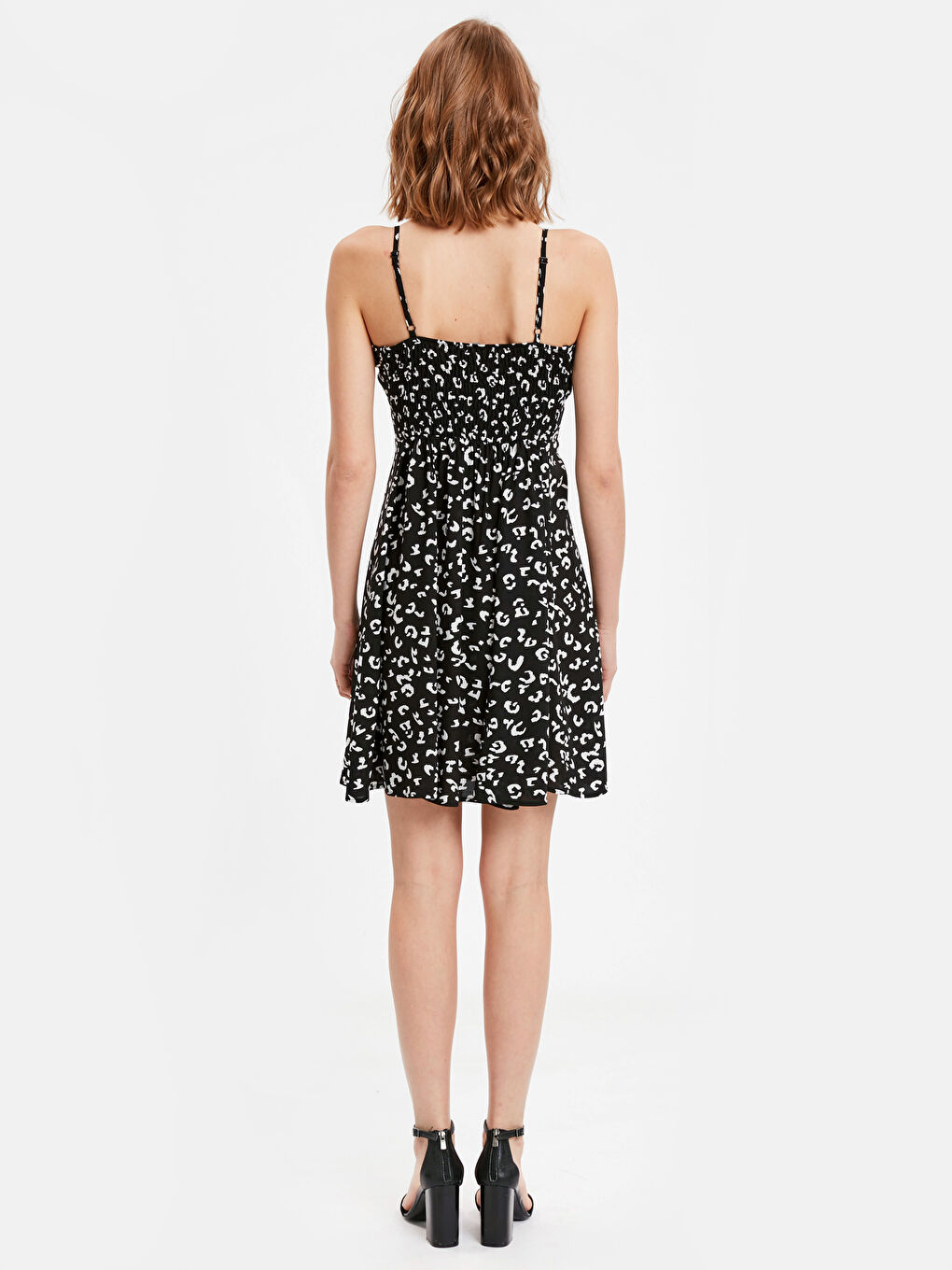 Ekru Baskılı Elbise-1