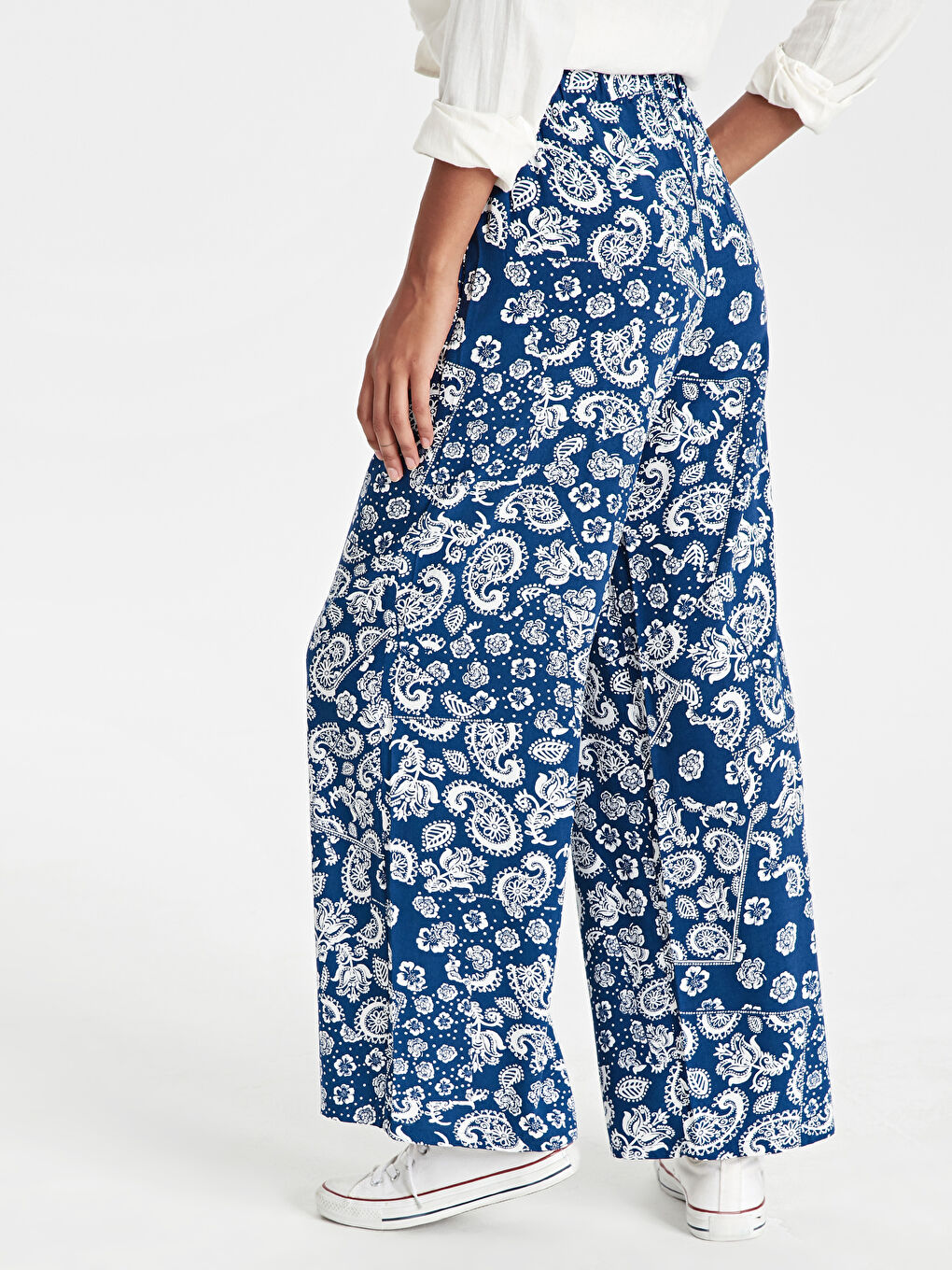 Koyu Lacivert Baskılı Pantolon-2