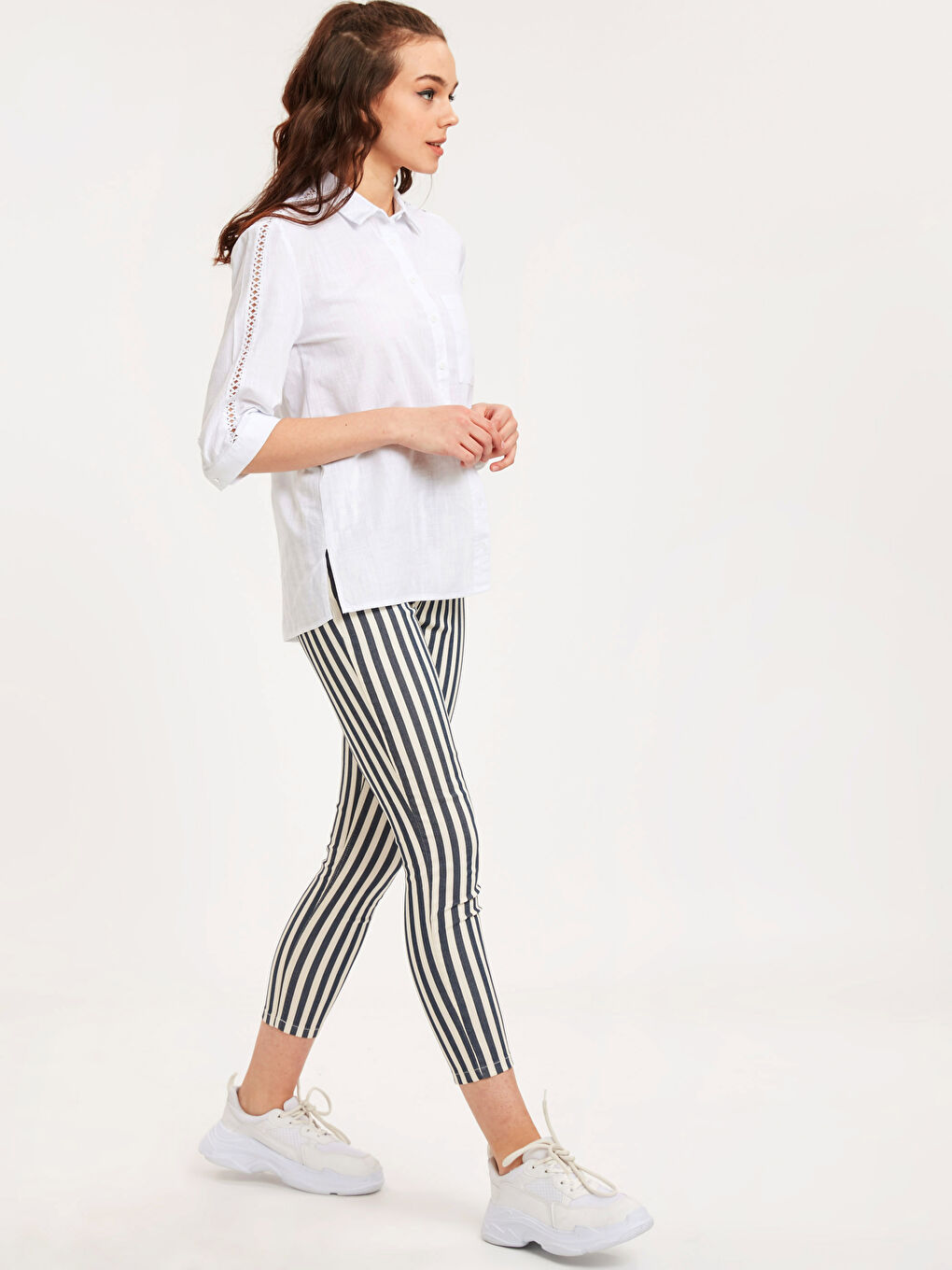 Striped Super Skinny Fit Women's Trousers