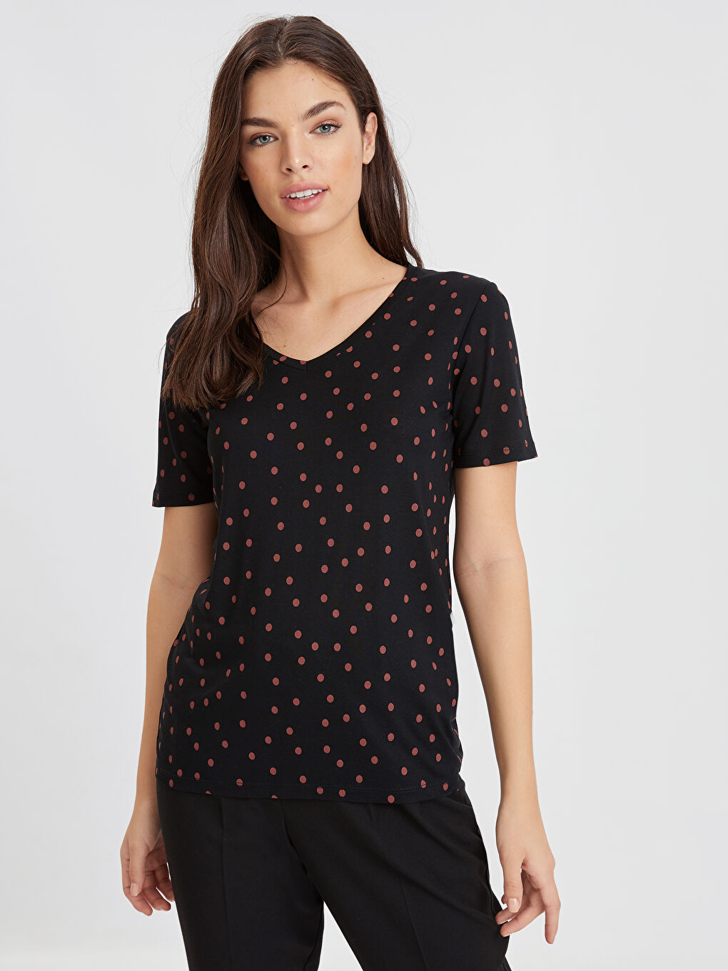 Kahverengi Baskılı Tişört