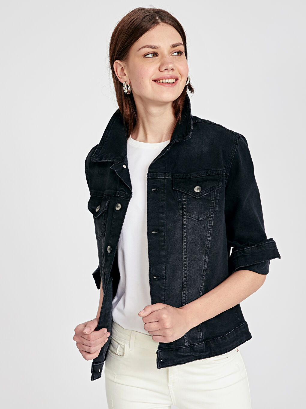جاكيت جينز اسود نساء-1