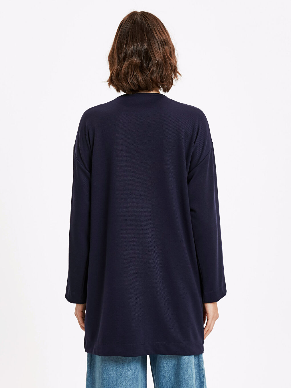 Lacivert Kadın Düğmeli Salaş Hırka-1