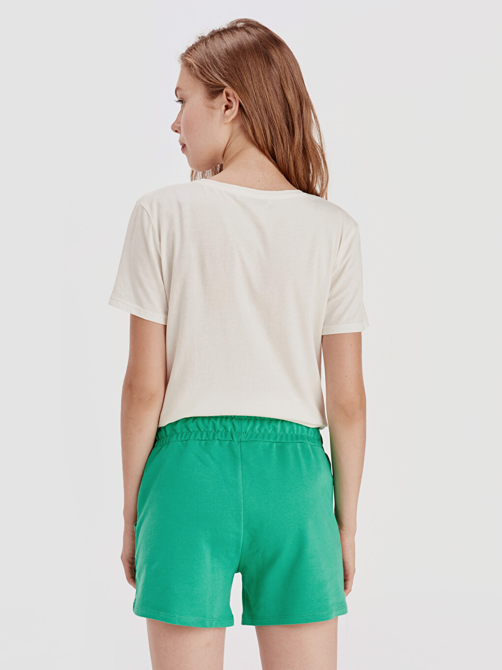 Woman Green Shorts-2