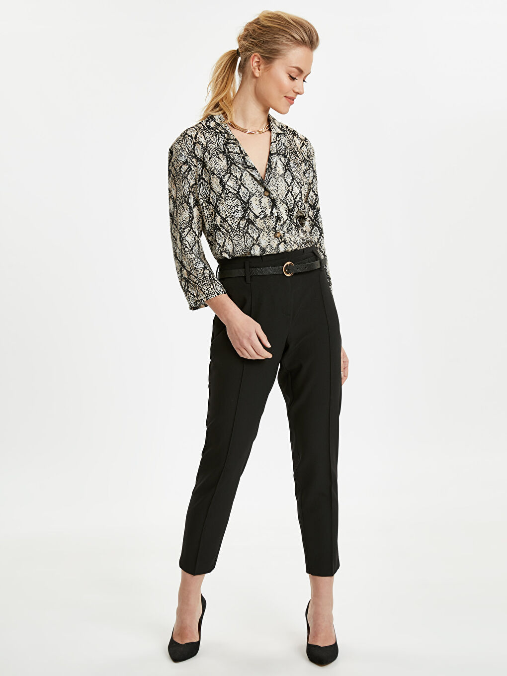 Bej Baskılı Gömlek-2