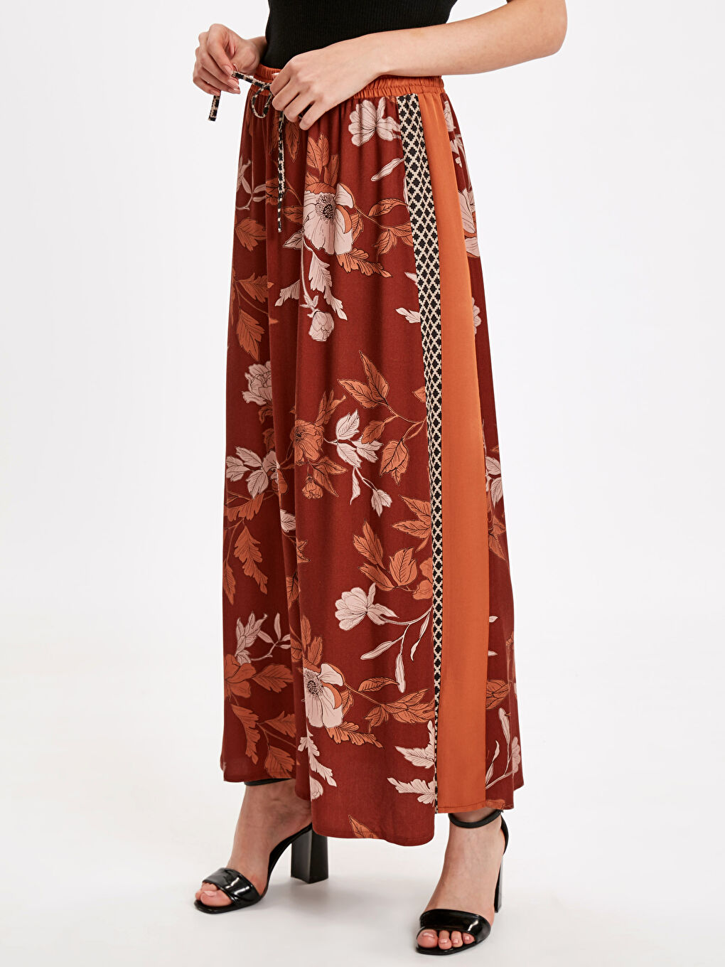 Lacivert Baskılı Etek-1