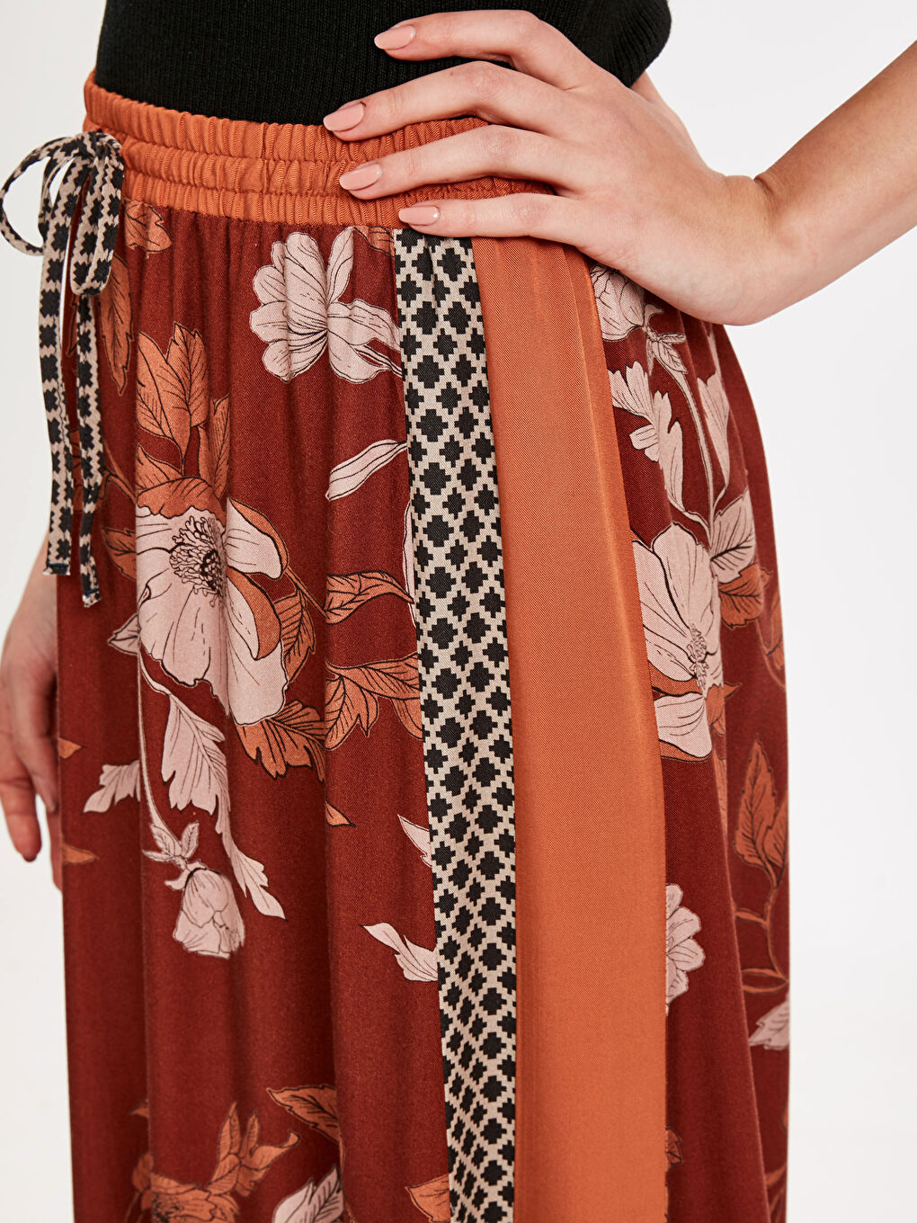 Lacivert Baskılı Etek-3