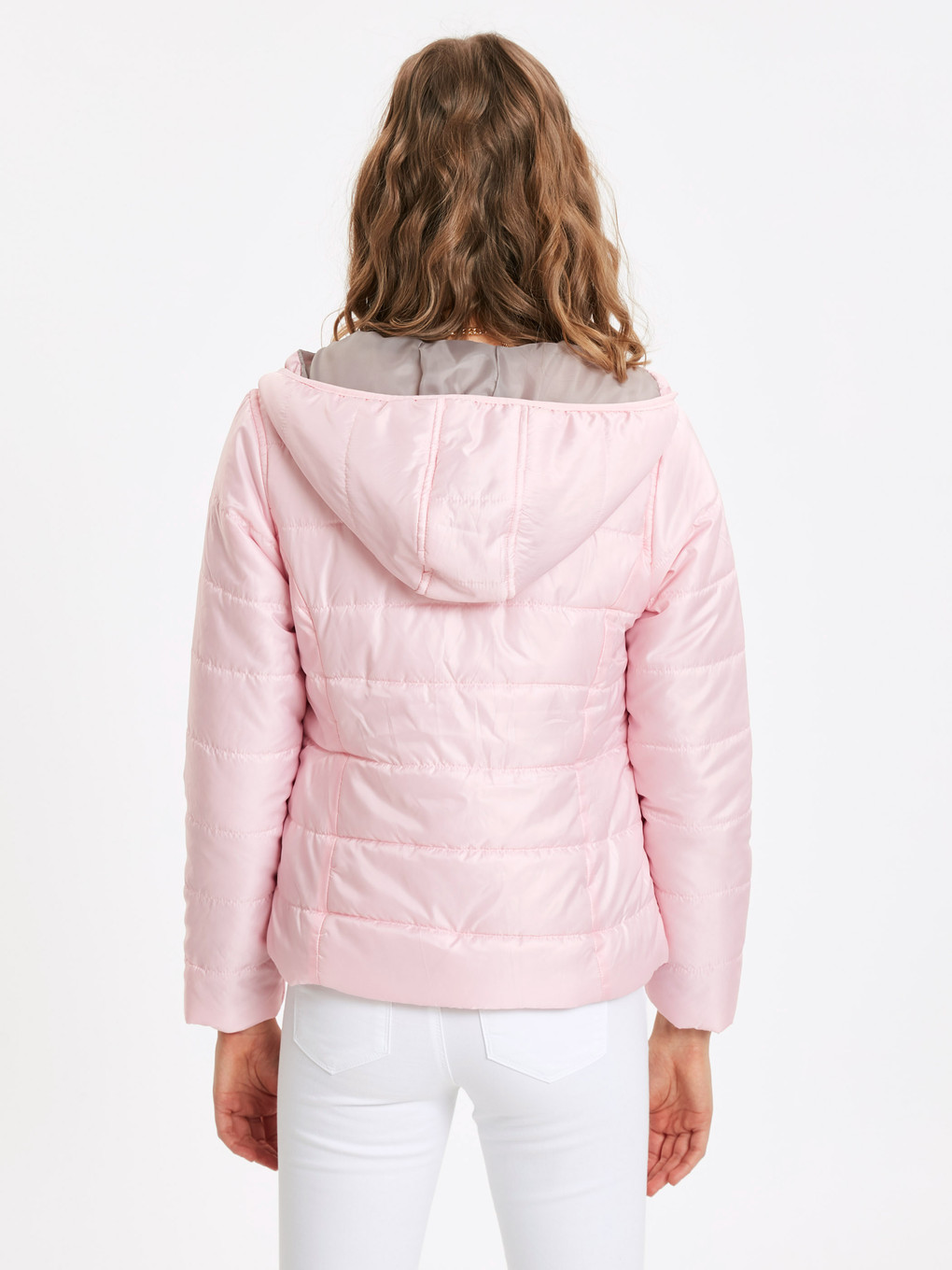 Pembe Kadın Kapüşonlu Düz Şişme Mont-2