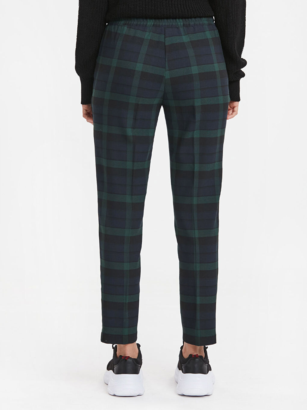 Pantalon Coupe Carotte Écossais Longueur Cheville-2