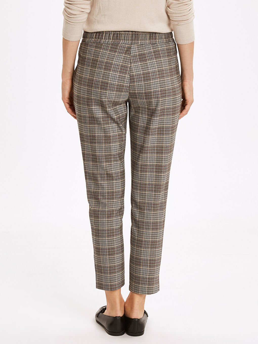 Pantalon Coupe Carotte Écossais Longueur Cheville-2