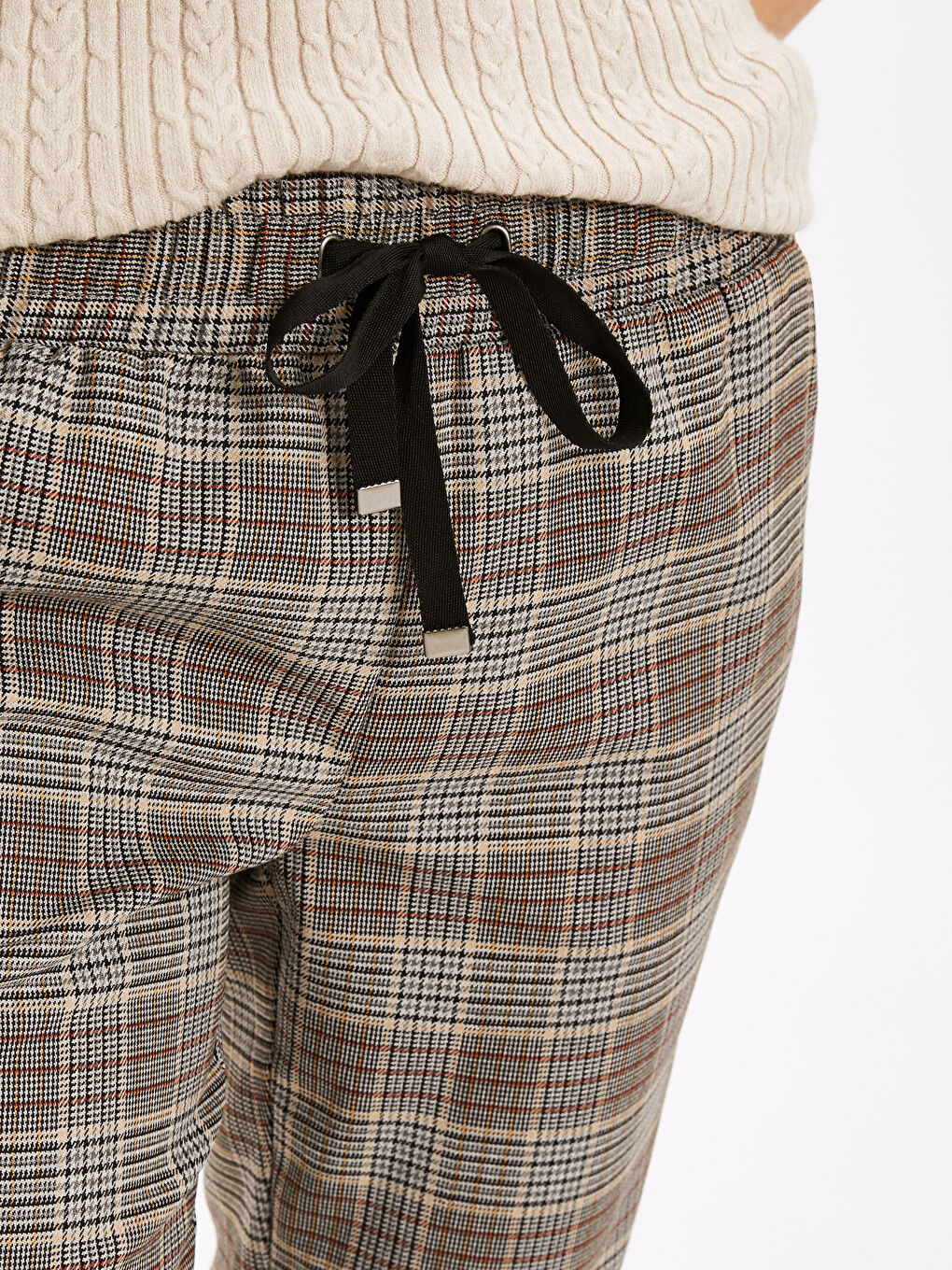 Pantalon Coupe Carotte Écossais Longueur Cheville-3