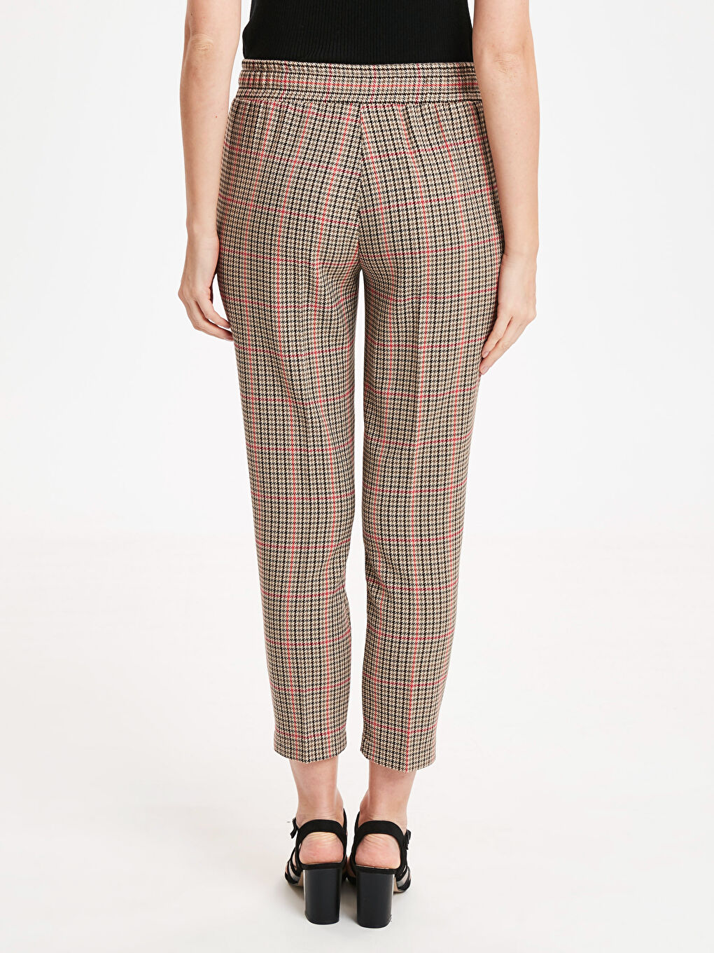 Pantalon Coupe Carotte Écossais Longueur Cheville-2