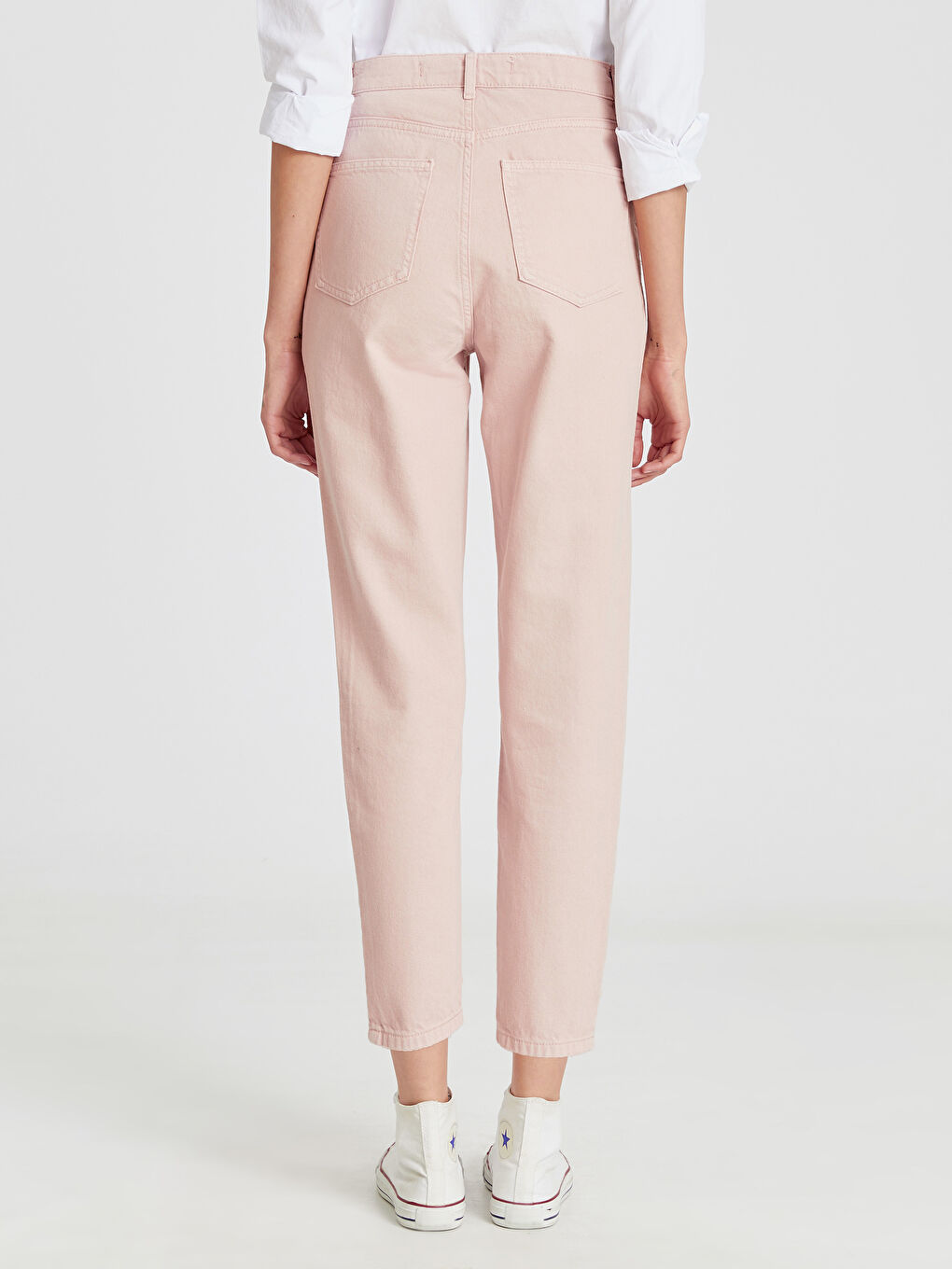 Pembe Mom Fit Kadın Jean-3