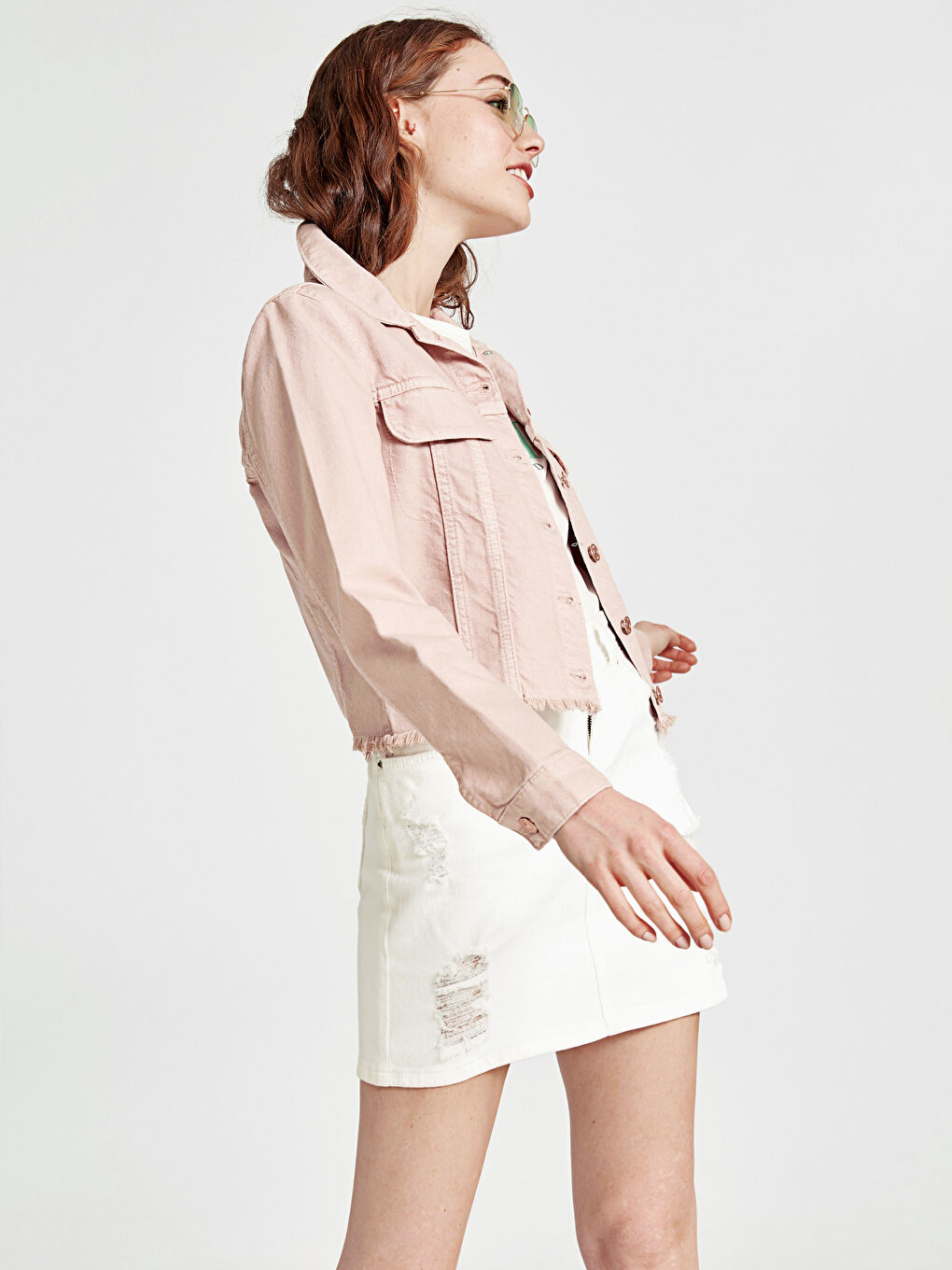 Romantik Pembe Jean Ceket-2