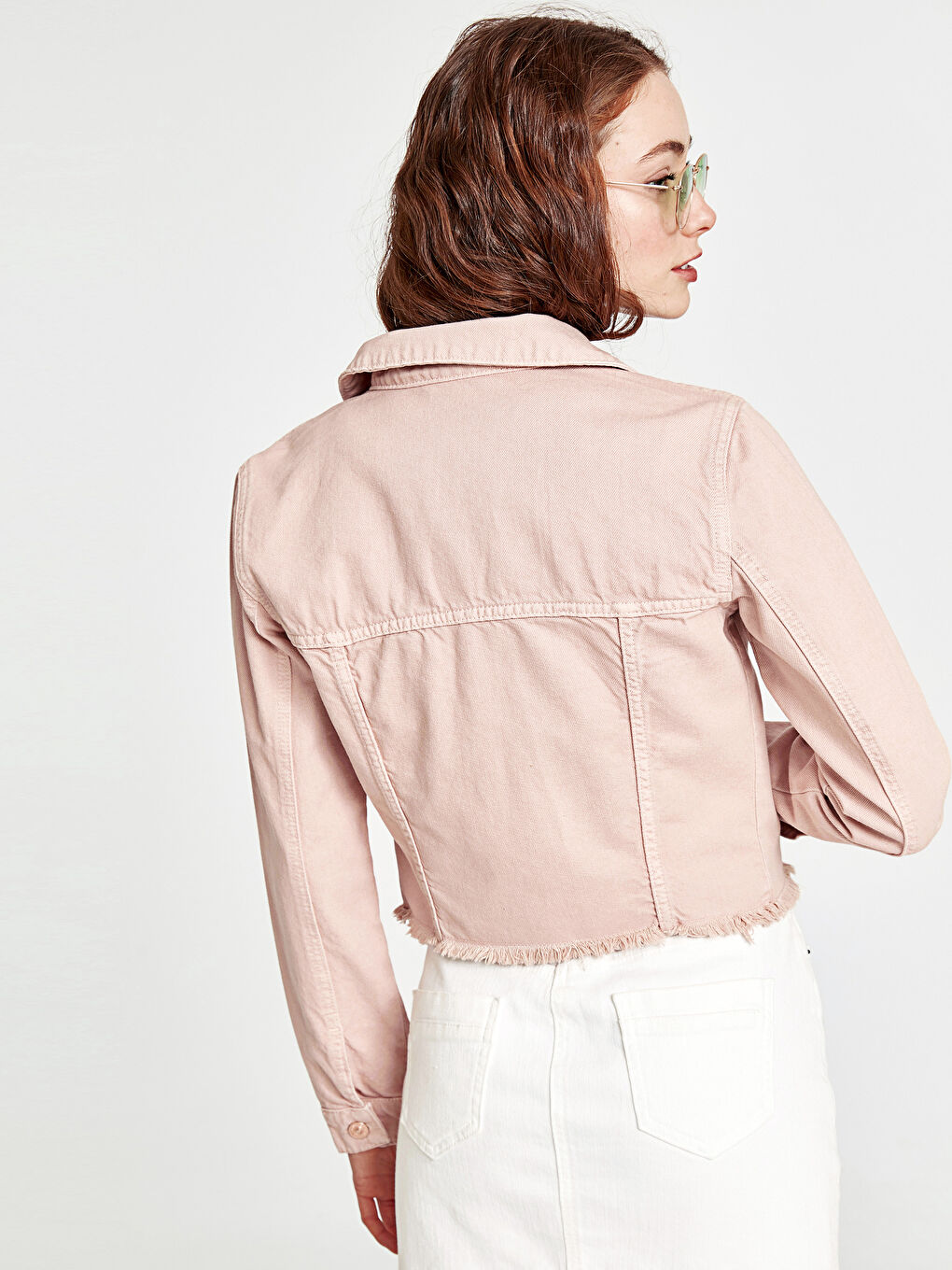 Romantik Pembe Jean Ceket-3