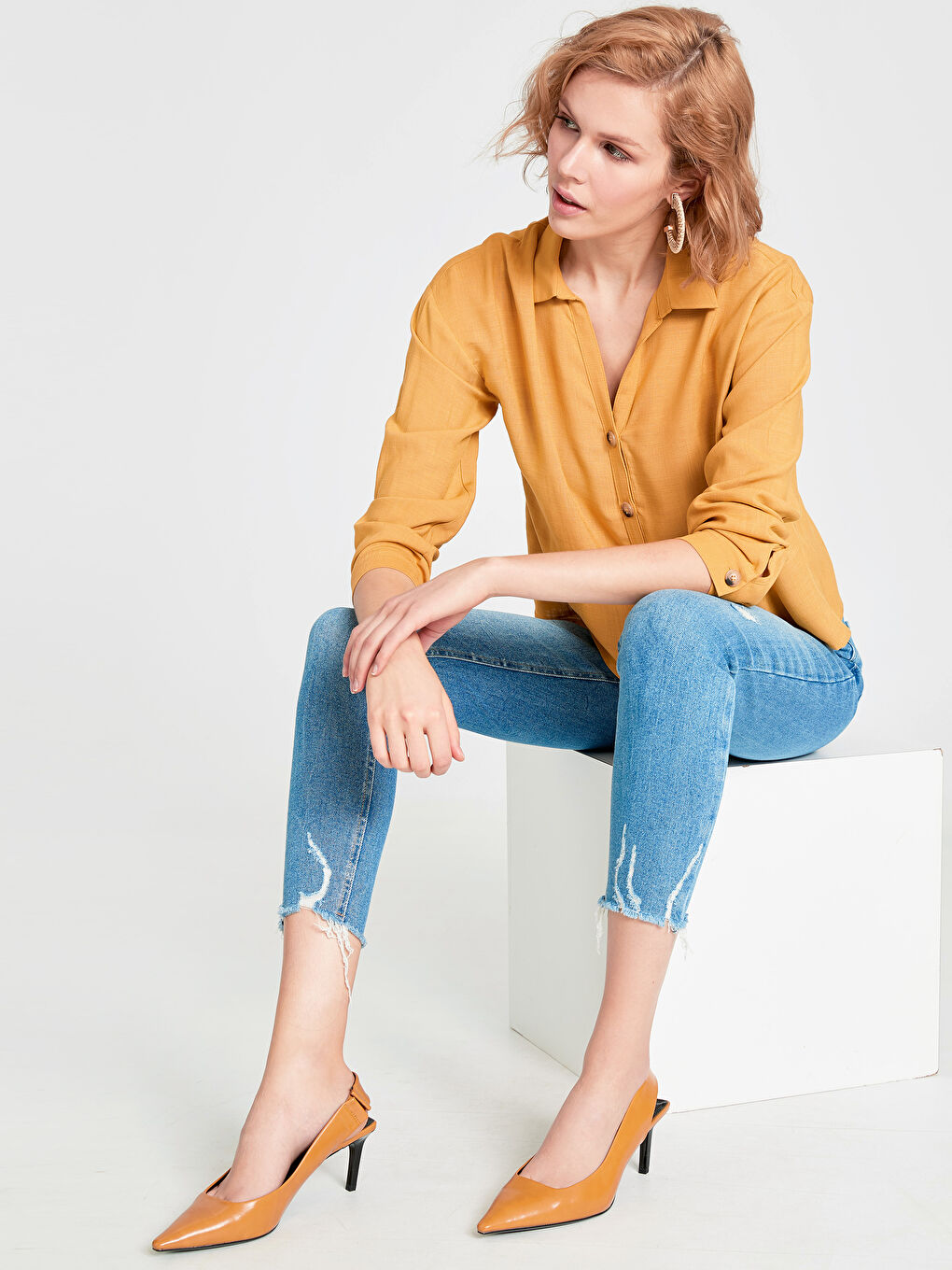 LCW Vision Button Closure Straight Long Sleeve Viscose Women's Shirt -9SJ936Z8-GCJ