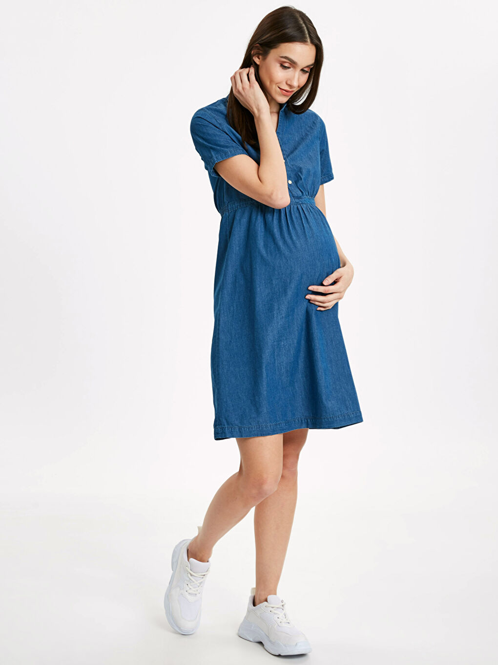 Orta İndigo Rodeo Jean Elbise